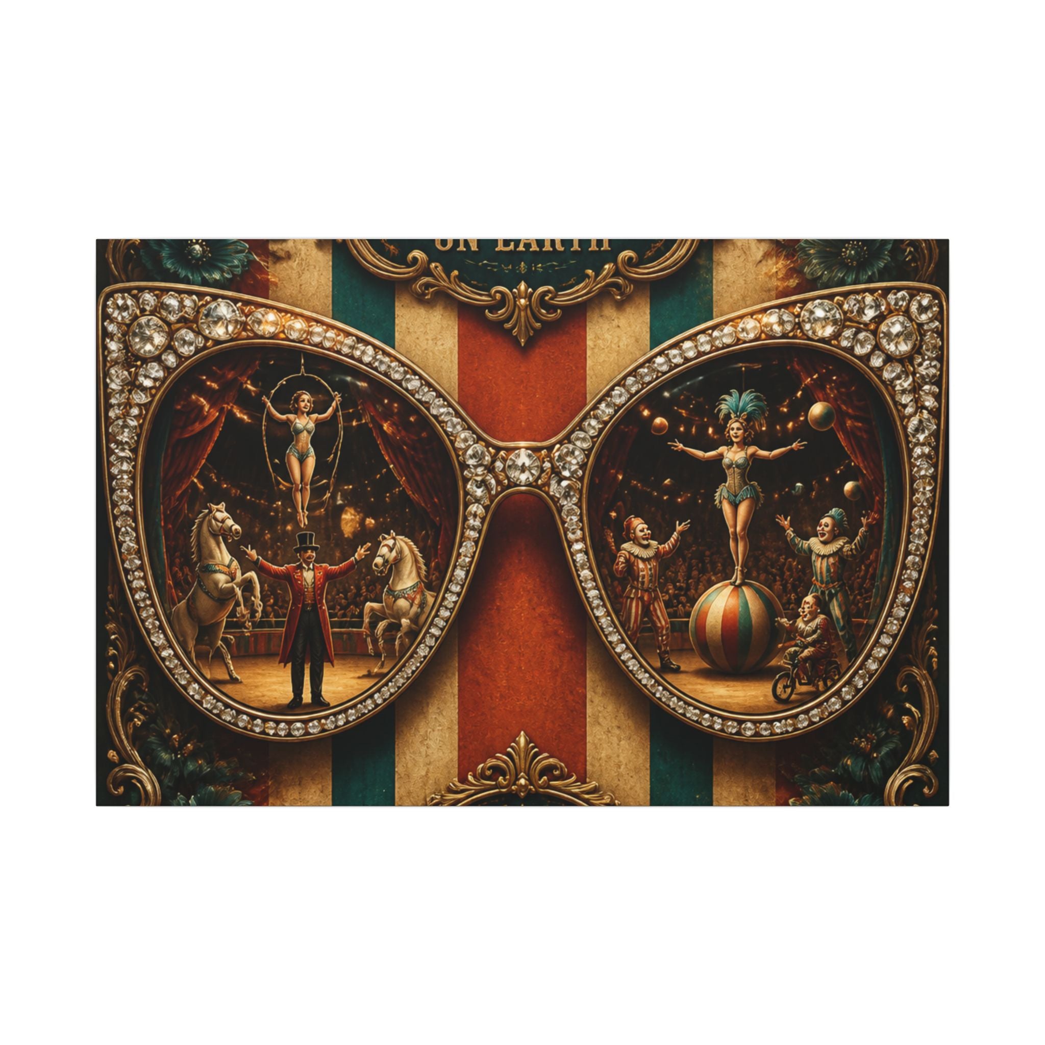 Sunglasses Circus Ring Wall Art Canvas 16×20 Baroque Home Office Decor Maximalist Print