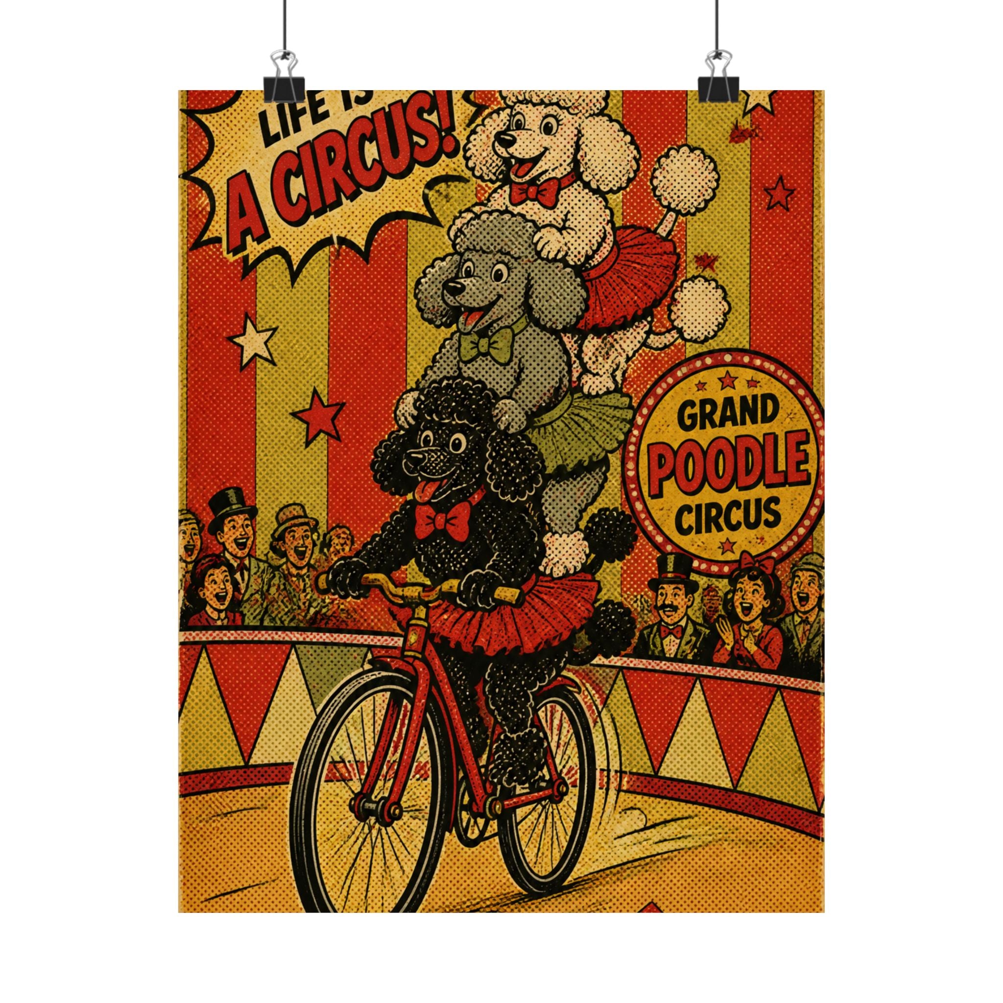 Poodle Stack Bicycle Wall Art Poster 24×36 Pop Art Restaurant Decor Maximalist Print