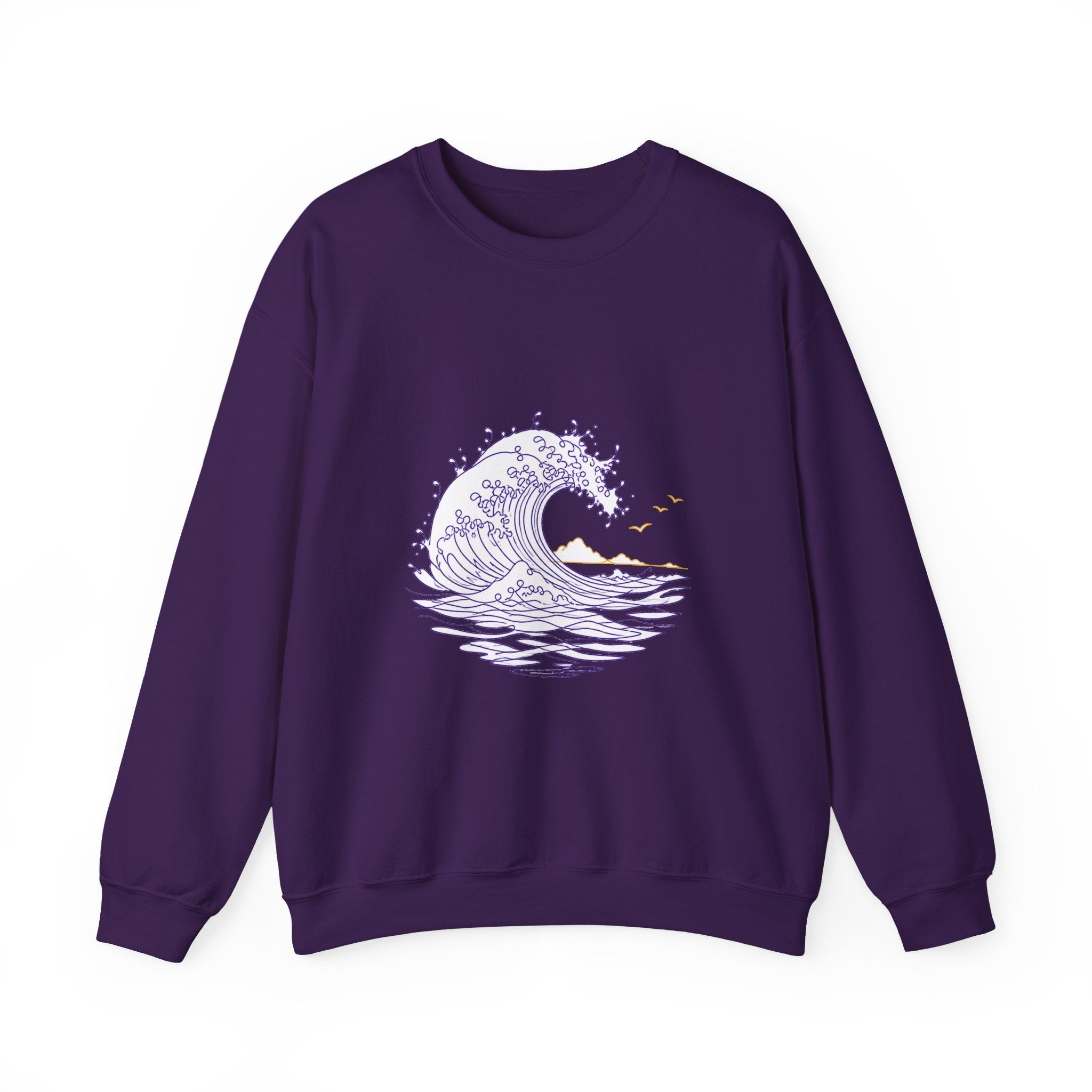 Matching Couple Sweatshirt - Mountain & Ocean Matching Couple Premium Fleece Sweatshirt Minimalist Art His Hers Christmas Gift - Design B