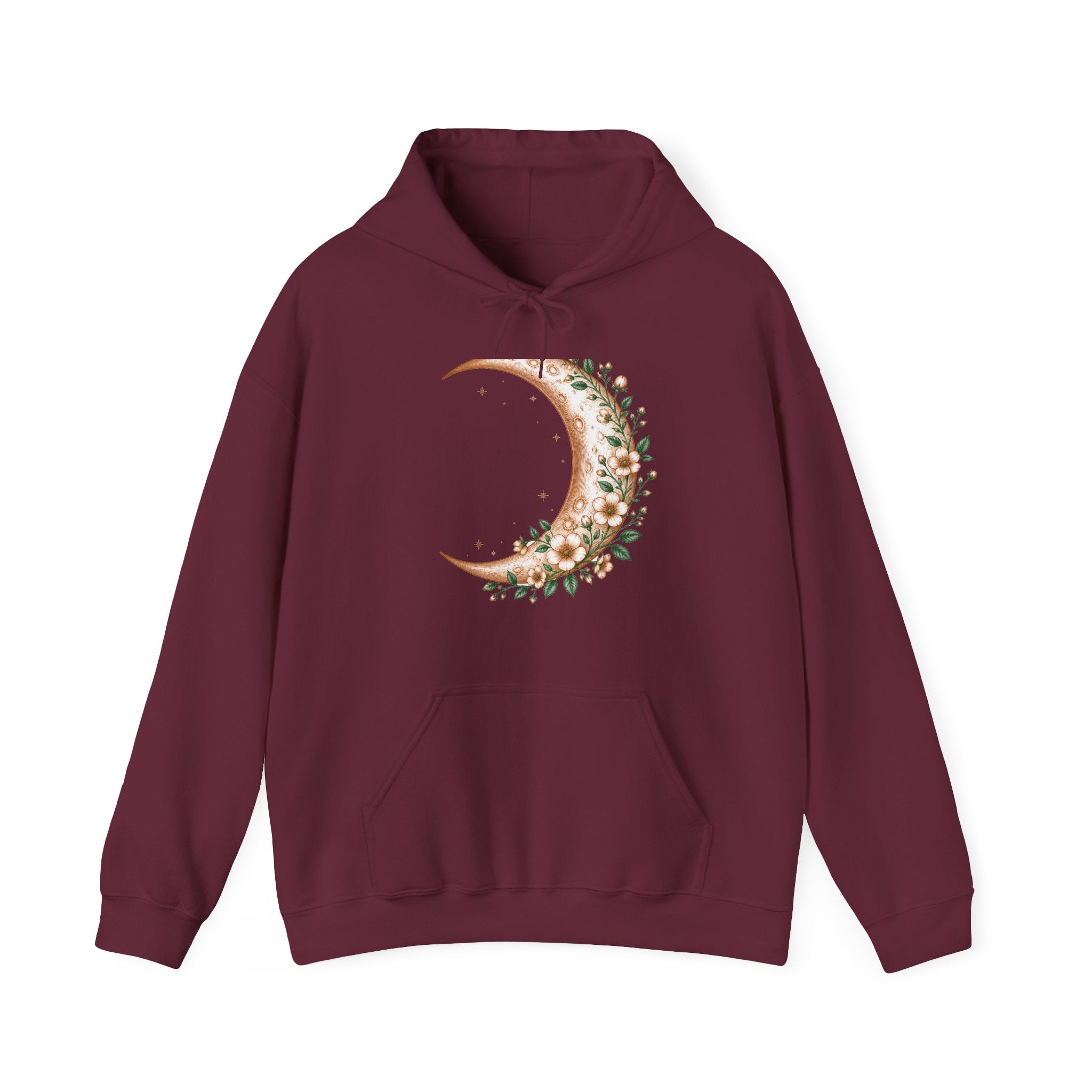 Matching Couple Sweatshirt - Waxing & Waning Moon Matching Couple Hooded Sweatshirt Vintage Art His Hers Wedding Gift - Design A