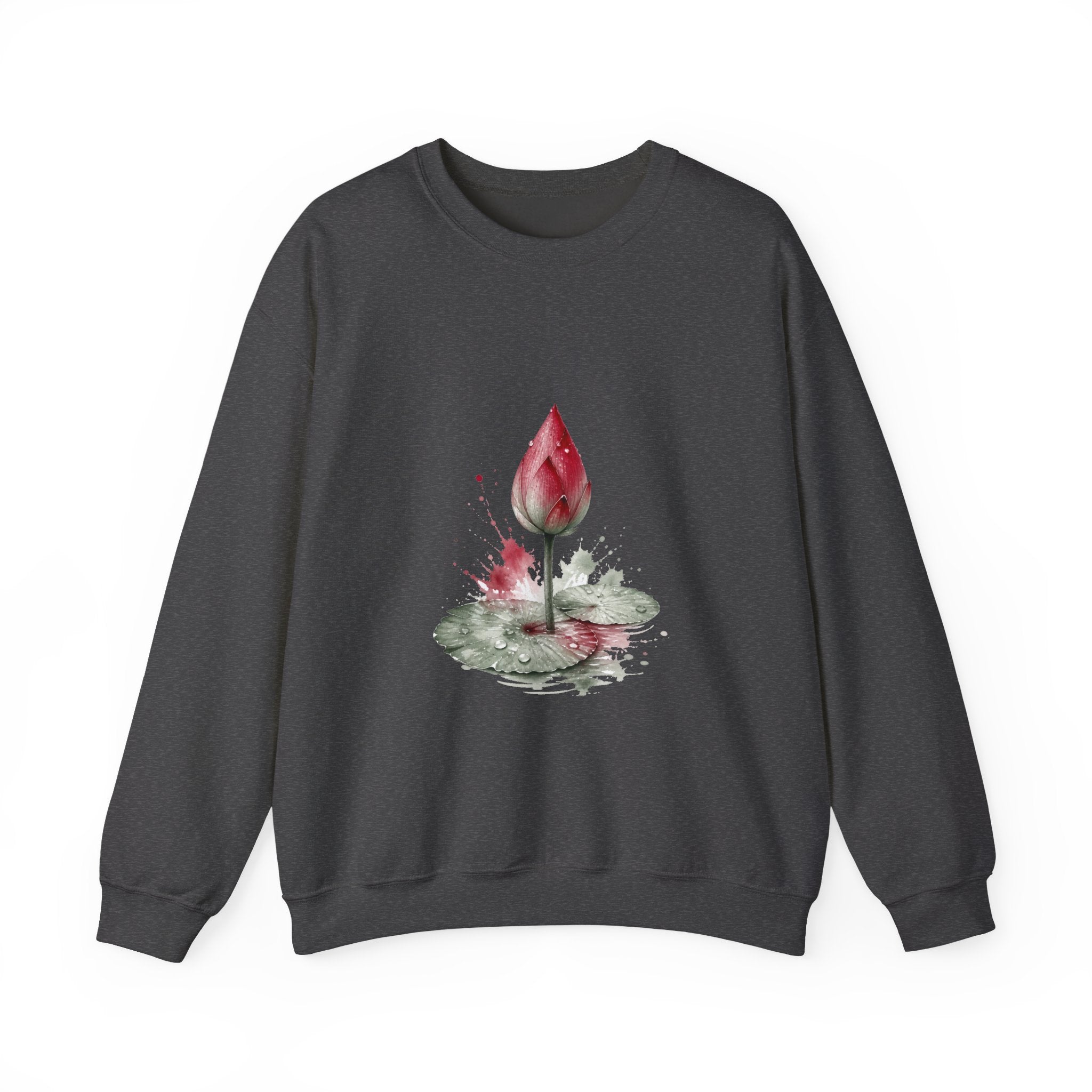 Matching Couple Sweatshirt - Open & Closed Lotus Matching Couple Crewneck Sweatshirt Watercolor Art His Hers Engagement Gift - Design B