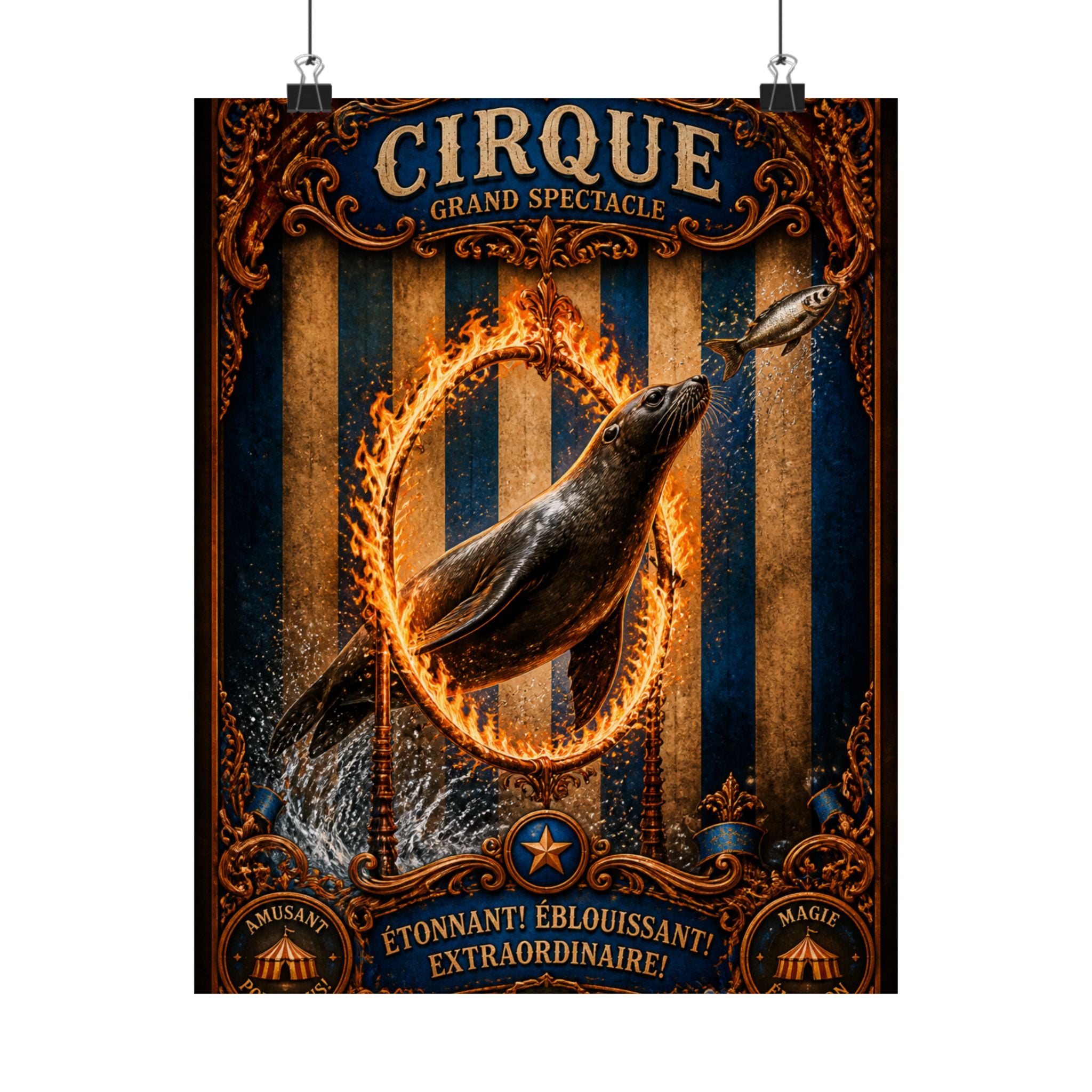 Seal Fire Hoop Wall Art Poster 18×24 Baroque Home Office Decor Maximalist Print