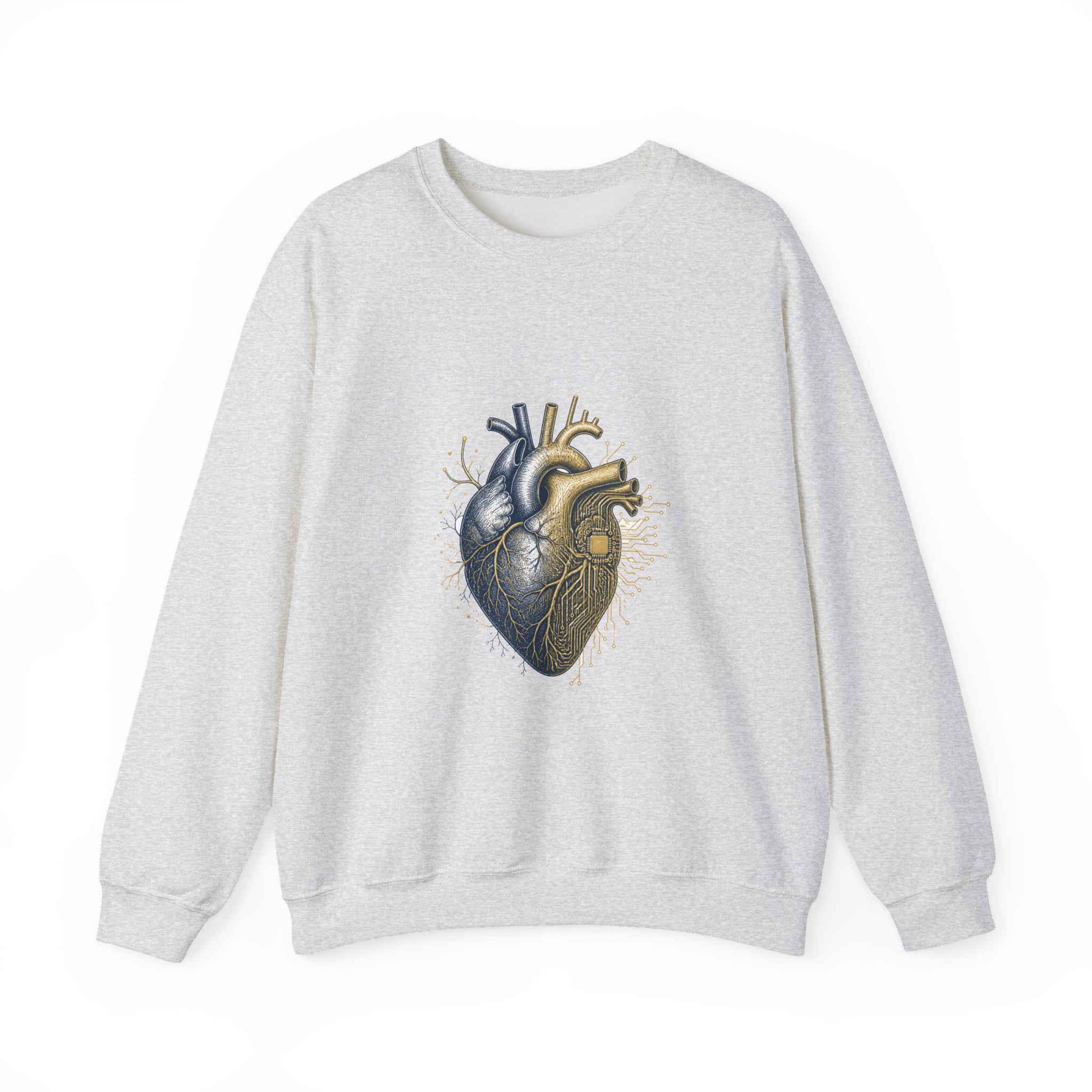 Matching Couple Sweatshirt - Robot & Heart Matching Couple Comfort Colors Crew Hand-Drawn Art His Hers Anniversary Gift - Design B