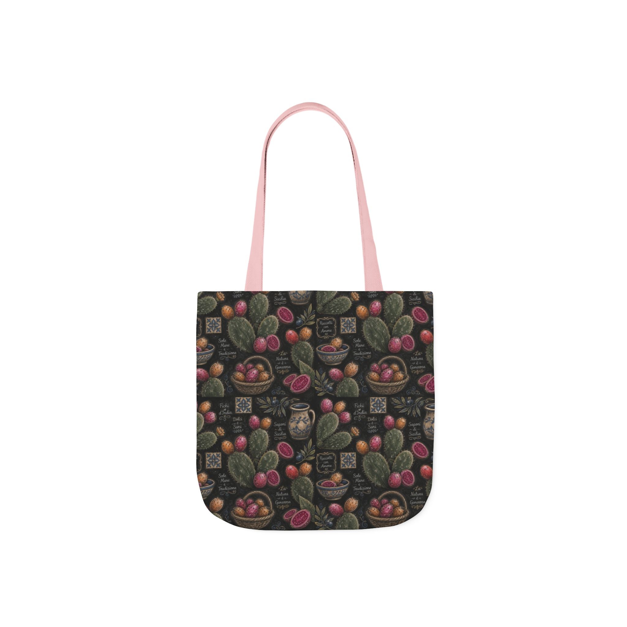 Prickly Pear Cactus Fruit Canvas Tote Bag Mediterranean Kitchen Chalk Art Design Italian Cottagecore Gift