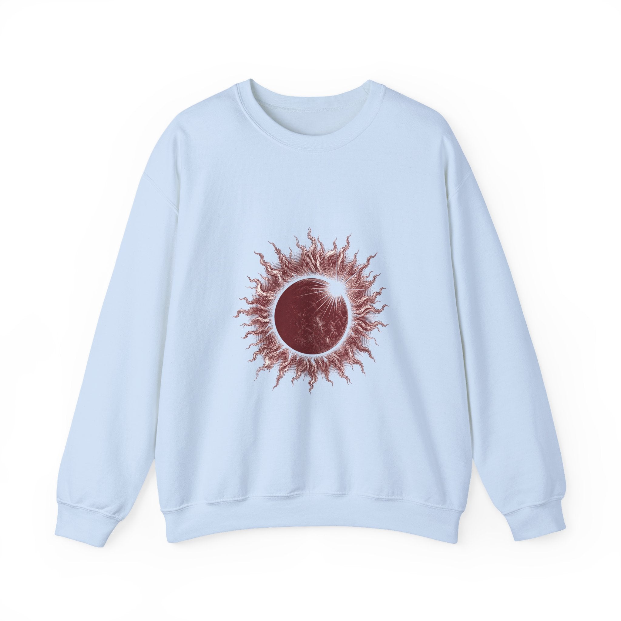 Matching Couple Sweatshirt - Solar & Lunar Eclipse Matching Couple Premium Fleece Sweatshirt Vintage Art His Hers Honeymoon Gift - Design A