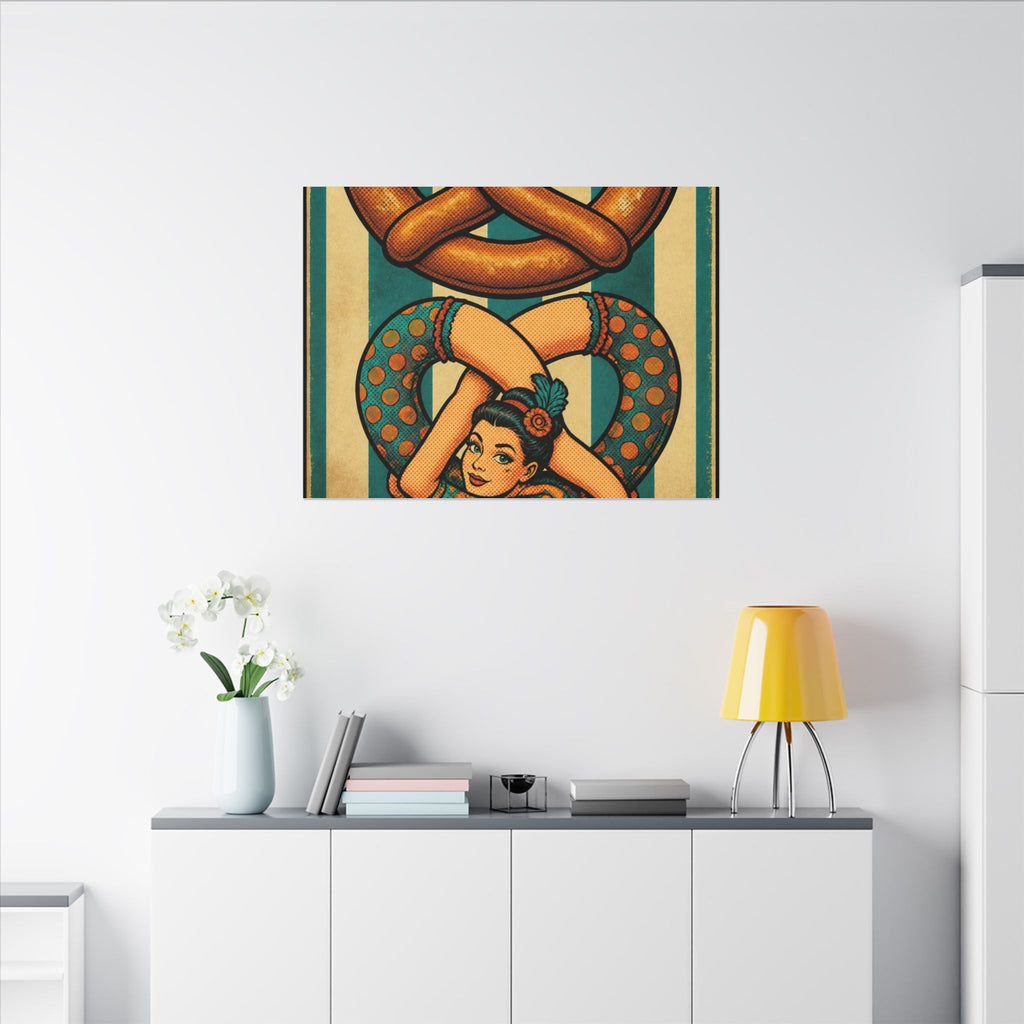 Pretzel Contortionist Wall Art Canvas 24×36 Pop Art Restaurant Decor Maximalist Print