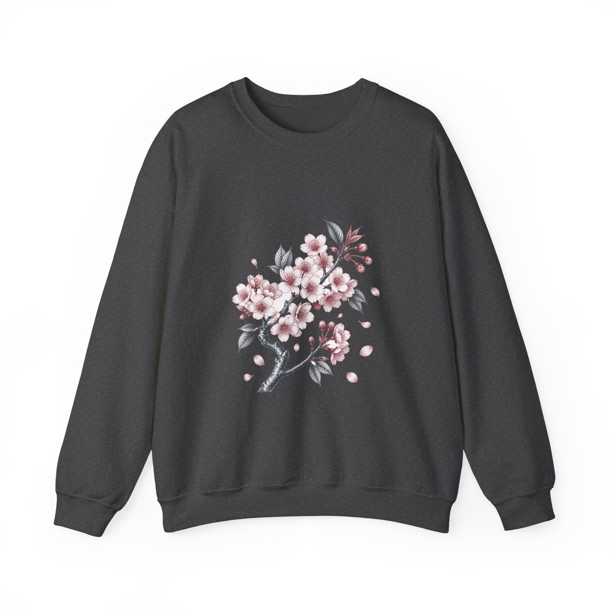Matching Couple Sweatshirt - Cherry Blossom & Maple Leaf Matching Couple Crewneck Sweatshirt Vintage Art His Hers Wedding Gift - Design A
