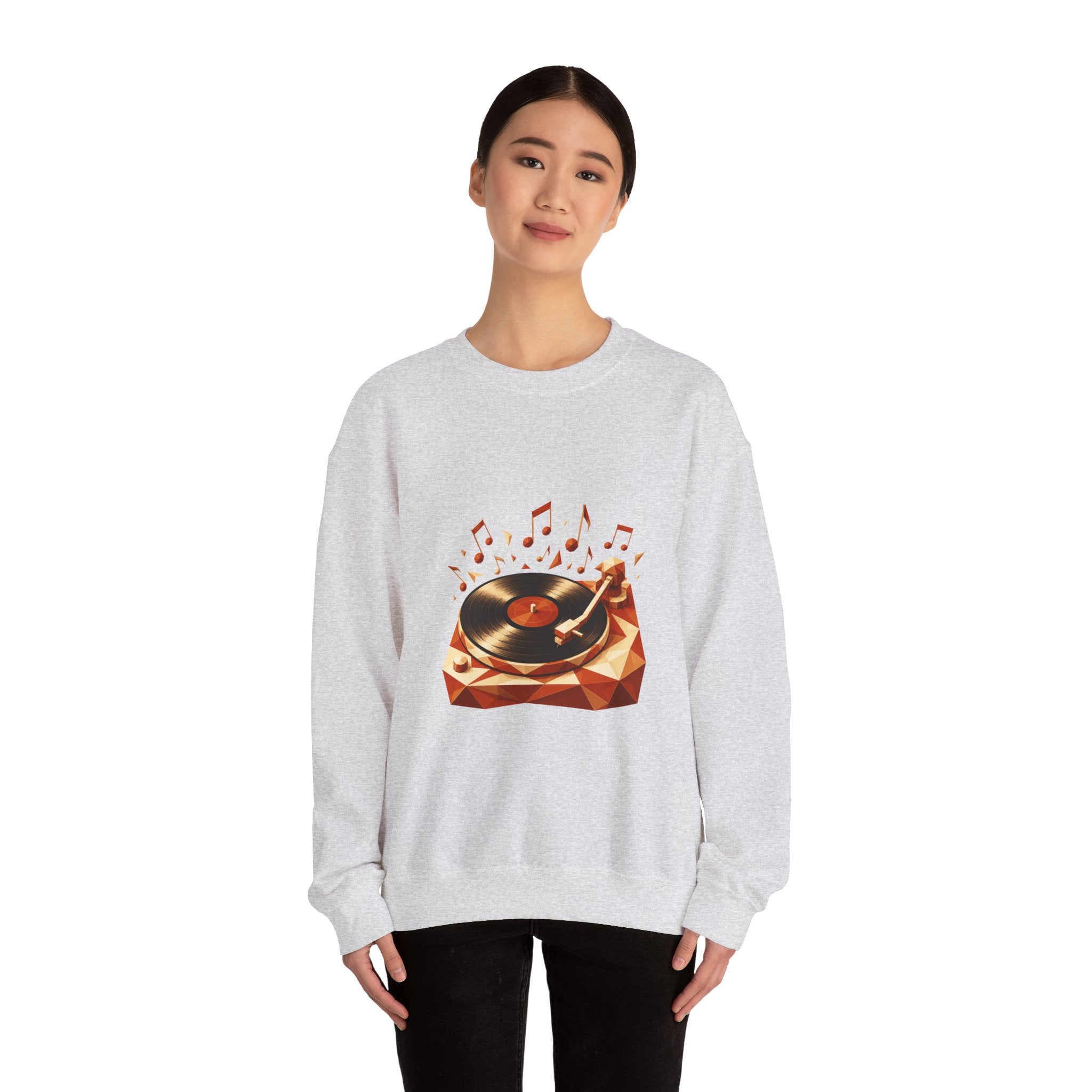 Matching Couple Sweatshirt - Vinyl & Cassette Matching Couple Premium Fleece Sweatshirt Geometric Art His Hers Love Gift - Design A