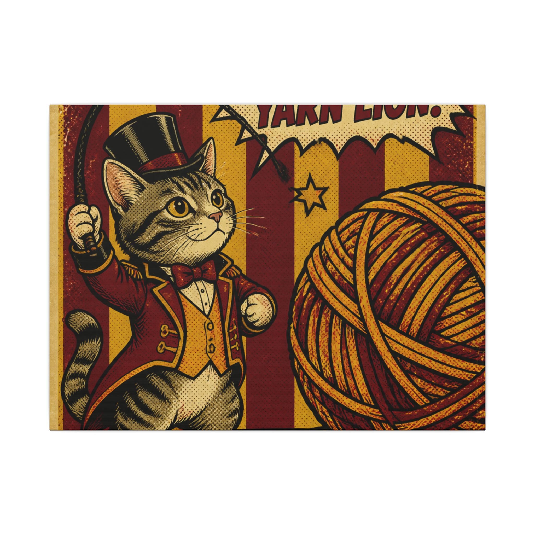 Cat Lion Tamer Wall Art Canvas 24×36 Pop Art Restaurant Decor Maximalist Print