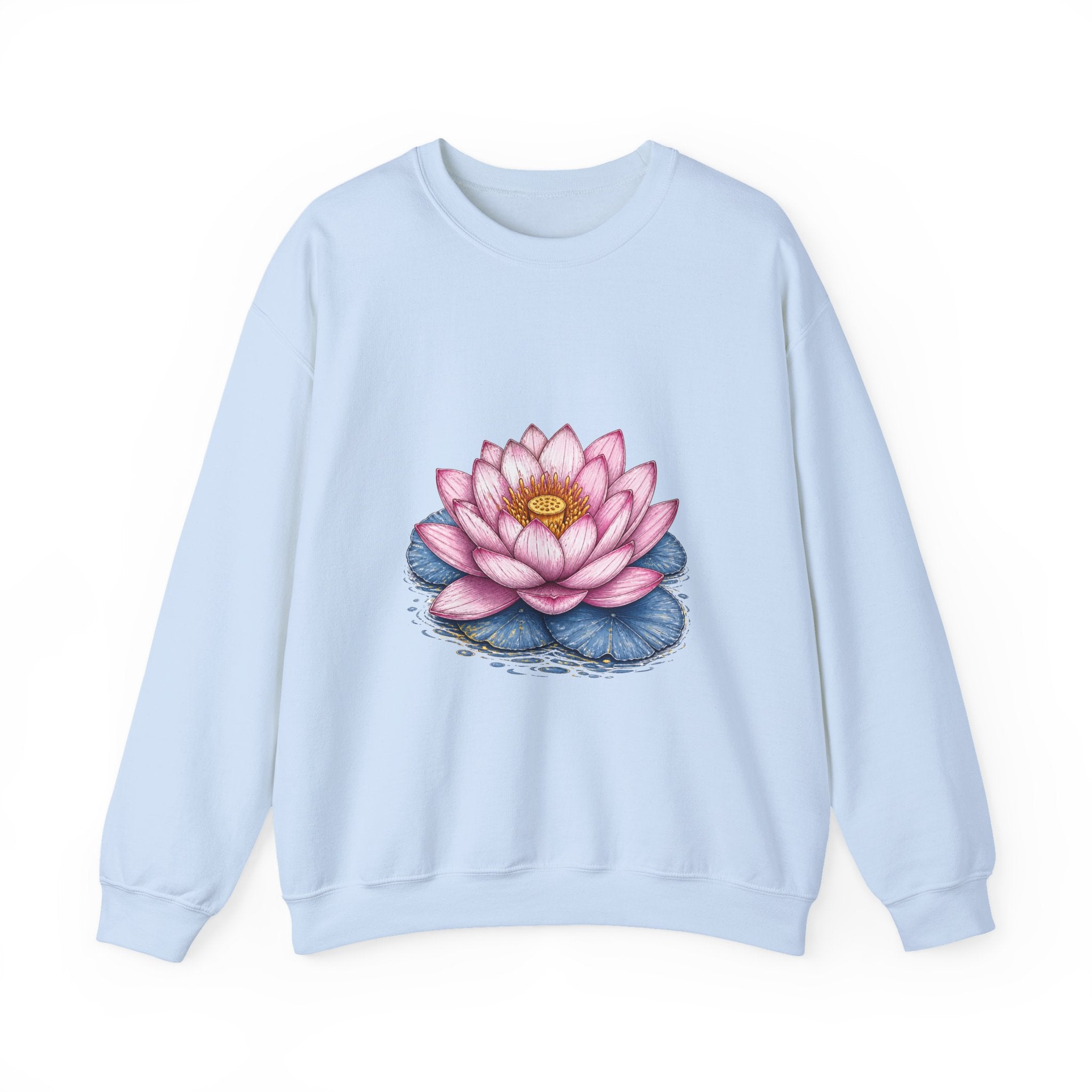 Matching Couple Sweatshirt - Open & Closed Lotus Matching Couple Comfort Colors Crew Hand-Drawn Art His Hers Anniversary Gift - Design A