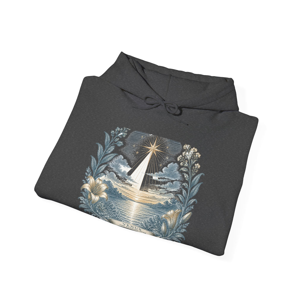 Matching Couple Sweatshirt - Evening & Morning Star Matching Couple Hooded Sweatshirt Vintage Art His Hers Wedding Gift - Design A