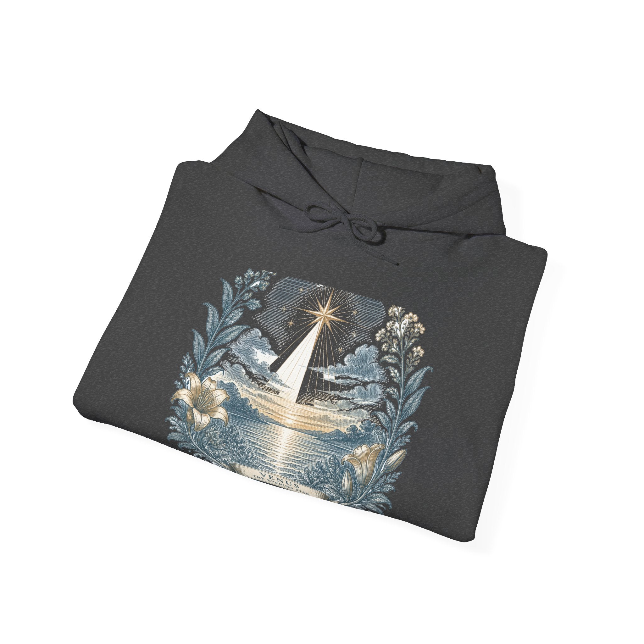 Matching Couple Sweatshirt - Evening & Morning Star Matching Couple Hooded Sweatshirt Vintage Art His Hers Wedding Gift - Design A