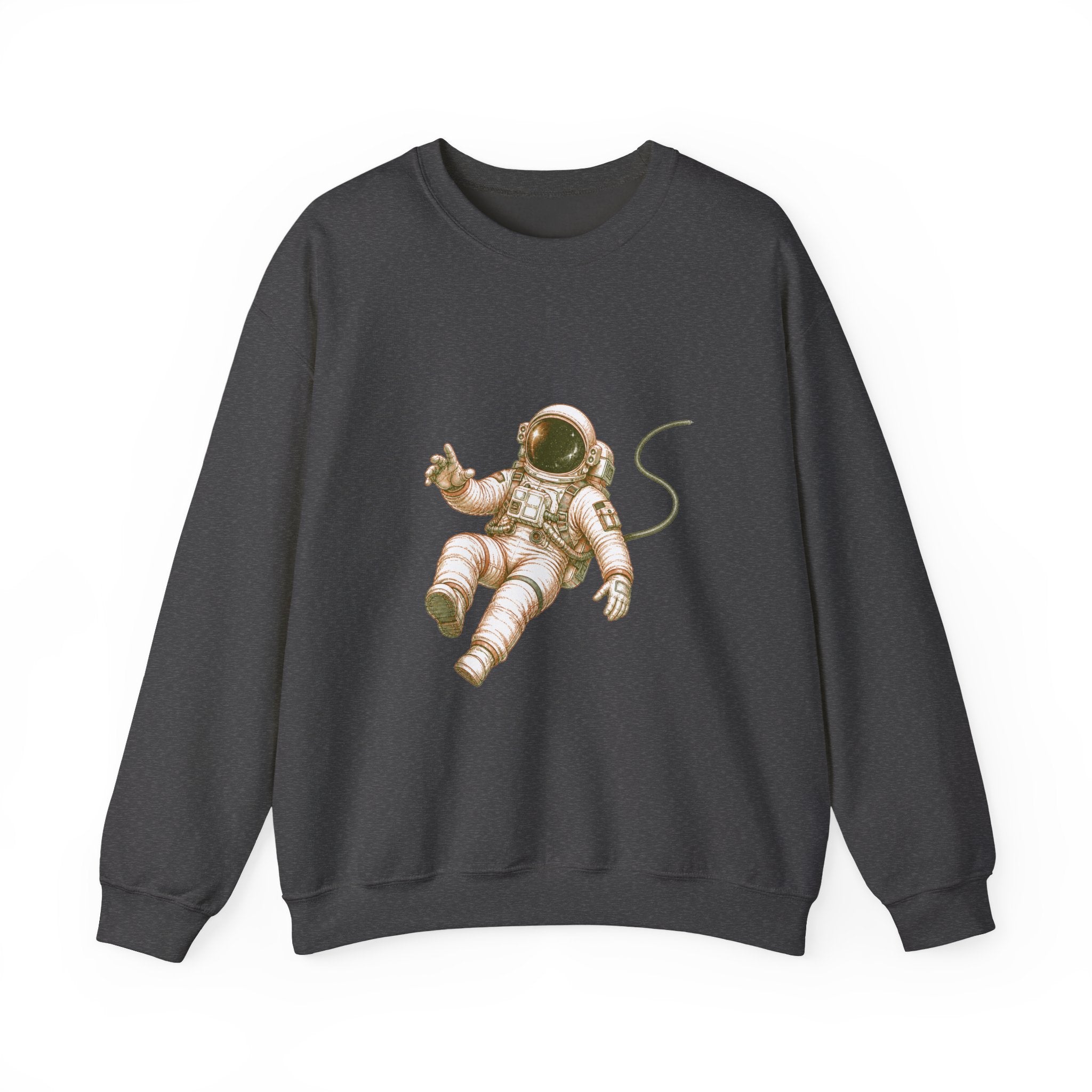 Matching Couple Sweatshirt - Astronaut & Planet Matching Couple Comfort Colors Crew Hand-Drawn Art His Hers Anniversary Gift - Design A