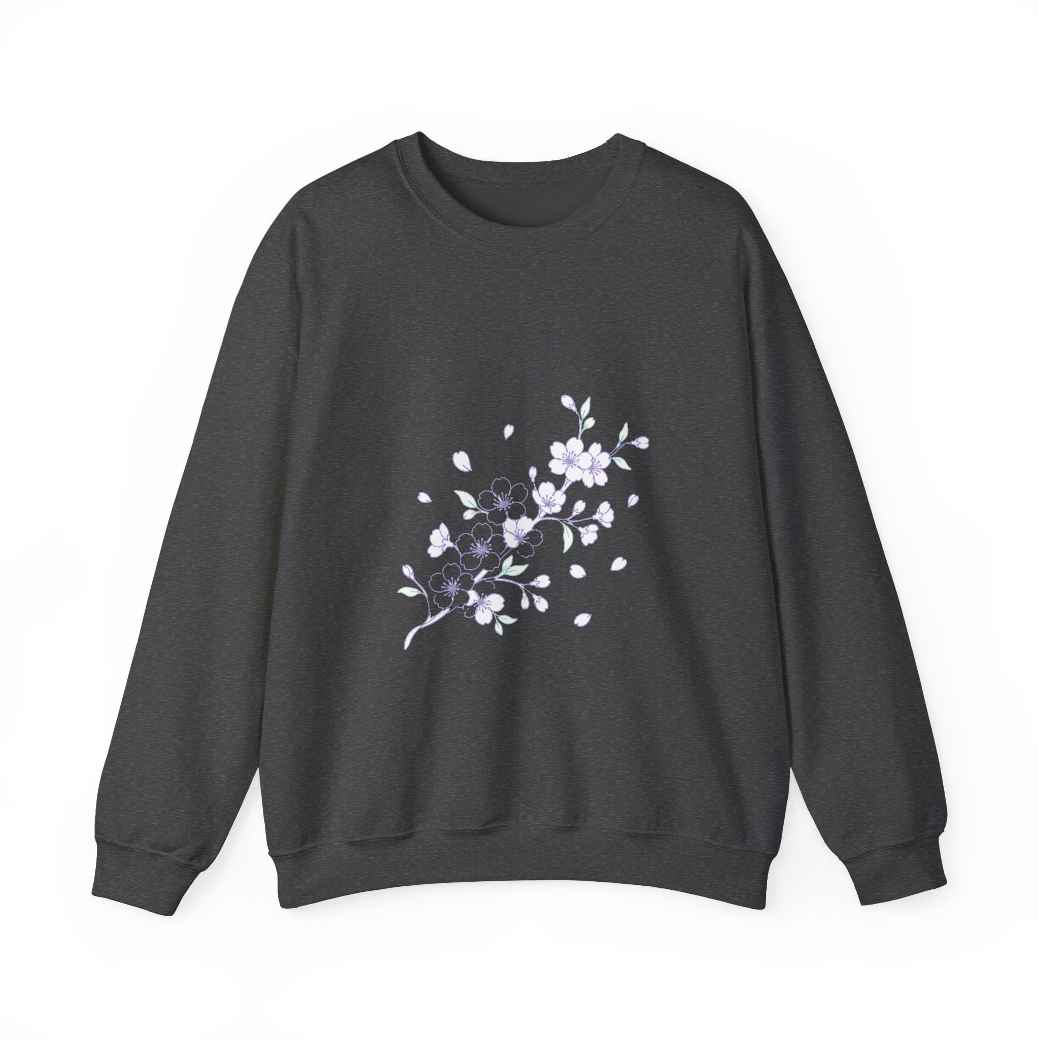 Matching Couple Sweatshirt - Cherry Blossom & Maple Leaf Matching Couple Crewneck Sweatshirt Minimalist Art His Hers Valentine Gift - Design A