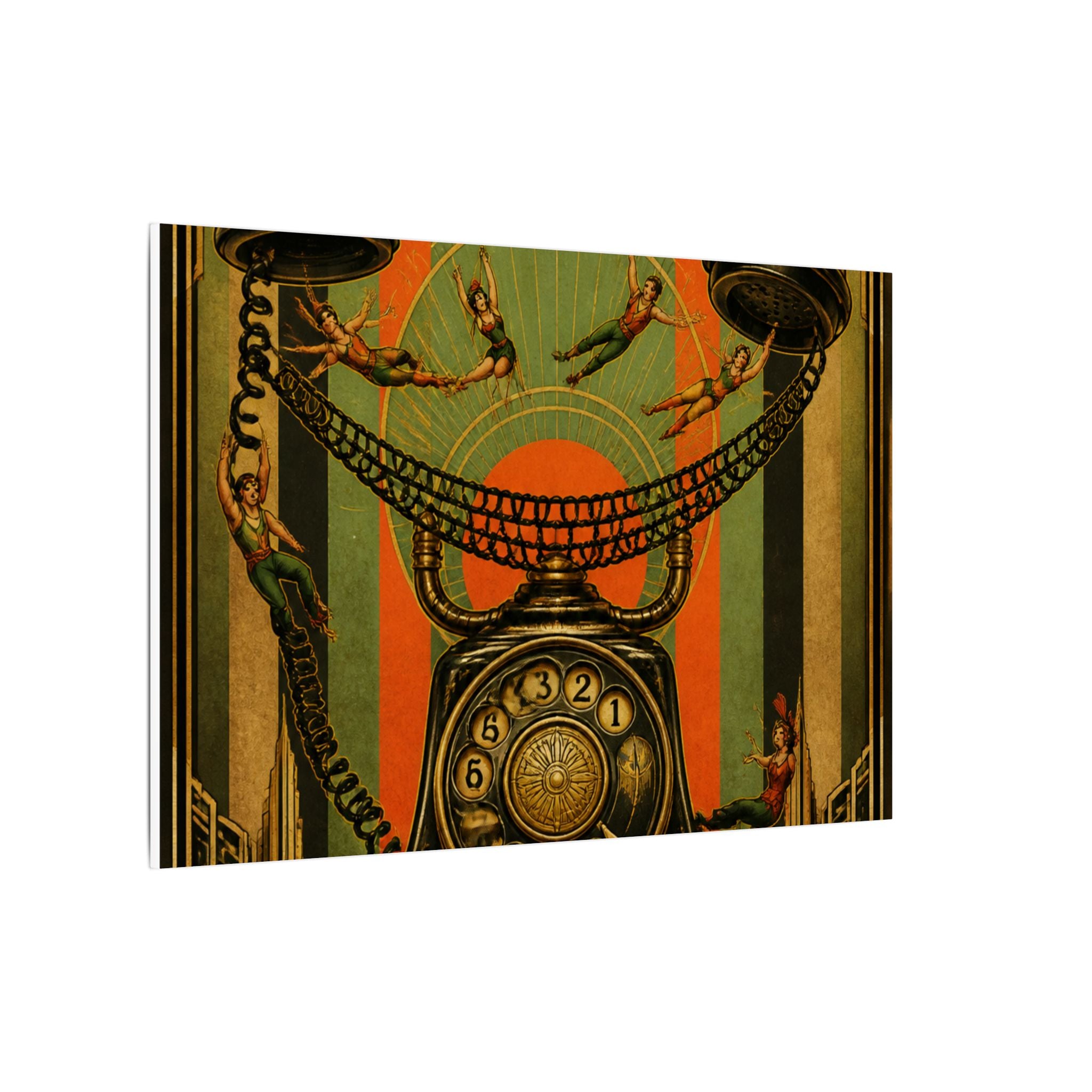 Vintage Telephone Booth Wall Art Canvas 24×36 Art Deco Bar Area Decor Maximalist Print