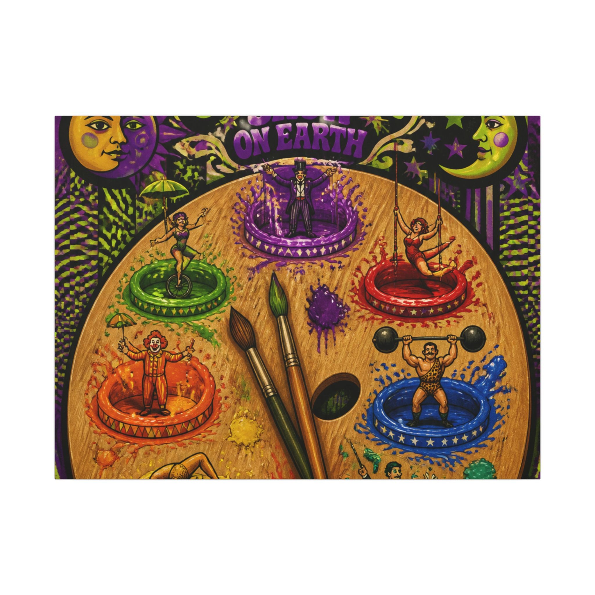 Paint Palette Stage Wall Art Canvas 16×20 Psychedelic Cafe Decor Maximalist Print