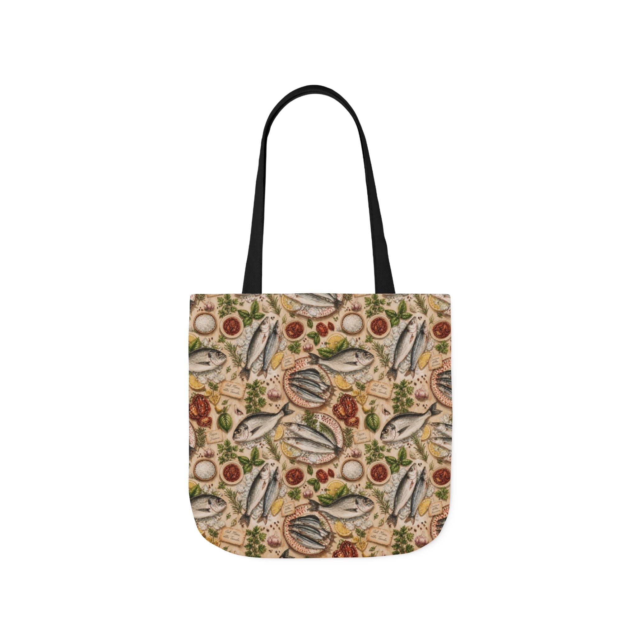 Mediterranean Fish Canvas Tote Bag Mediterranean Kitchen Watercolor Design Italian Cottagecore Gift