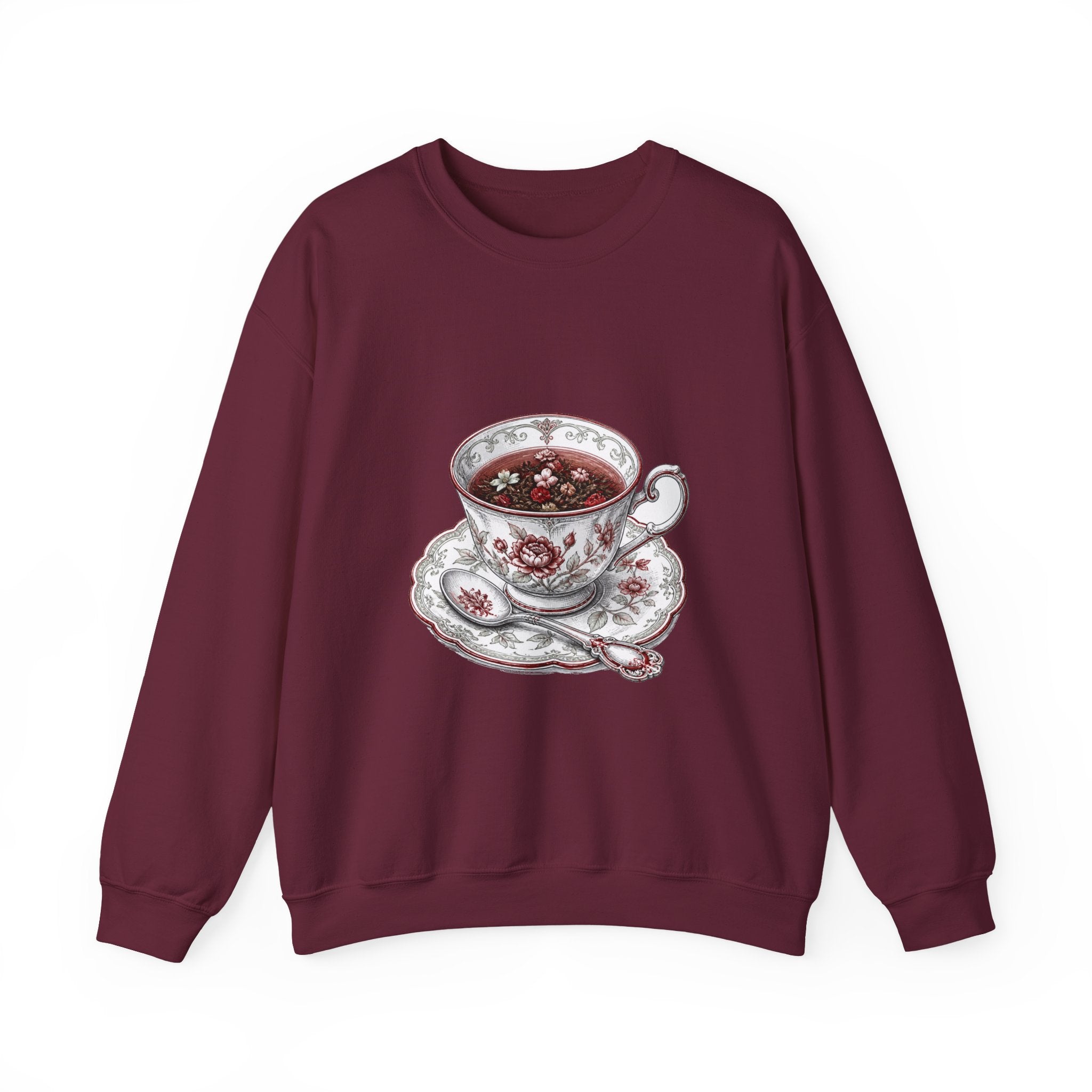 Matching Couple Sweatshirt - Coffee & Tea Matching Couple Premium Fleece Sweatshirt Hand-Drawn Art His Hers Anniversary Gift - Design B