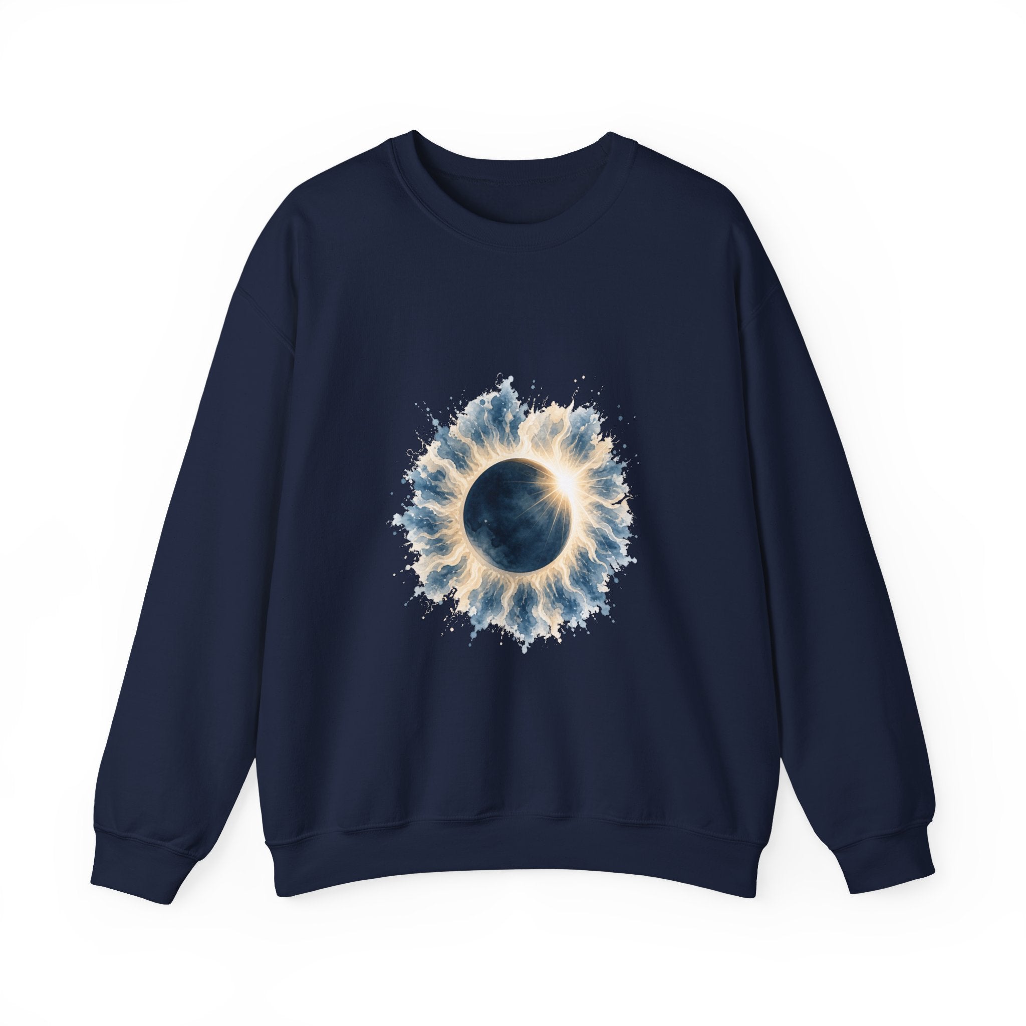 Matching Couple Sweatshirt - Solar & Lunar Eclipse Matching Couple Comfort Colors Crew Watercolor Art His Hers Birthday Gift - Design A