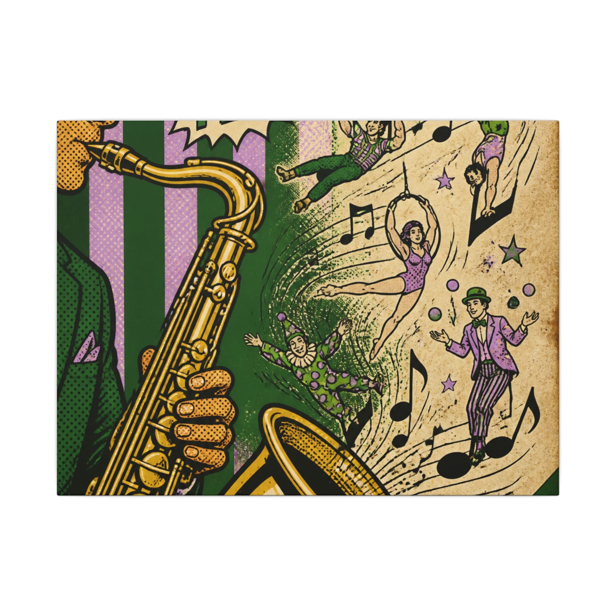 Saxophone Music Circus Wall Art Canvas 24×36 Pop Art Restaurant Decor Maximalist Print