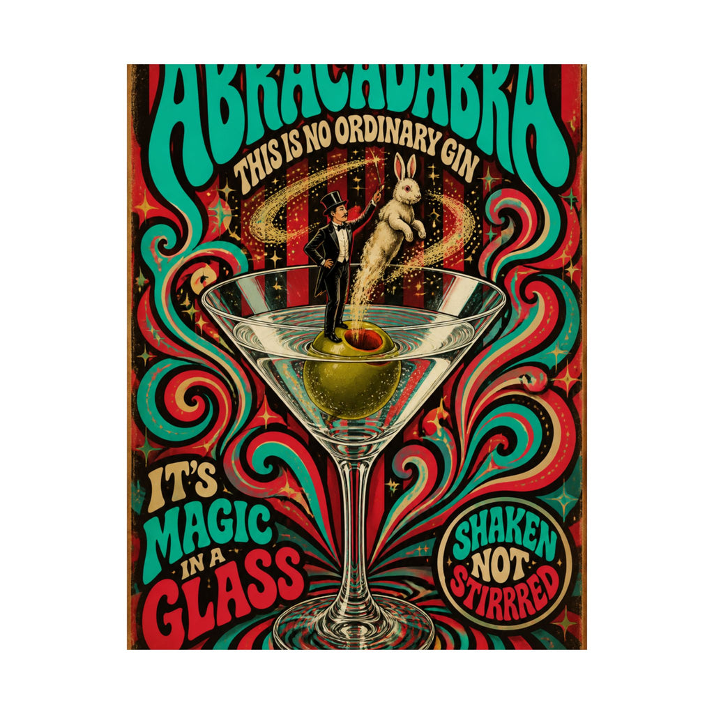 Martini Magician Wall Art Poster 24×36 Psychedelic Dining Room Decor Maximalist Print
