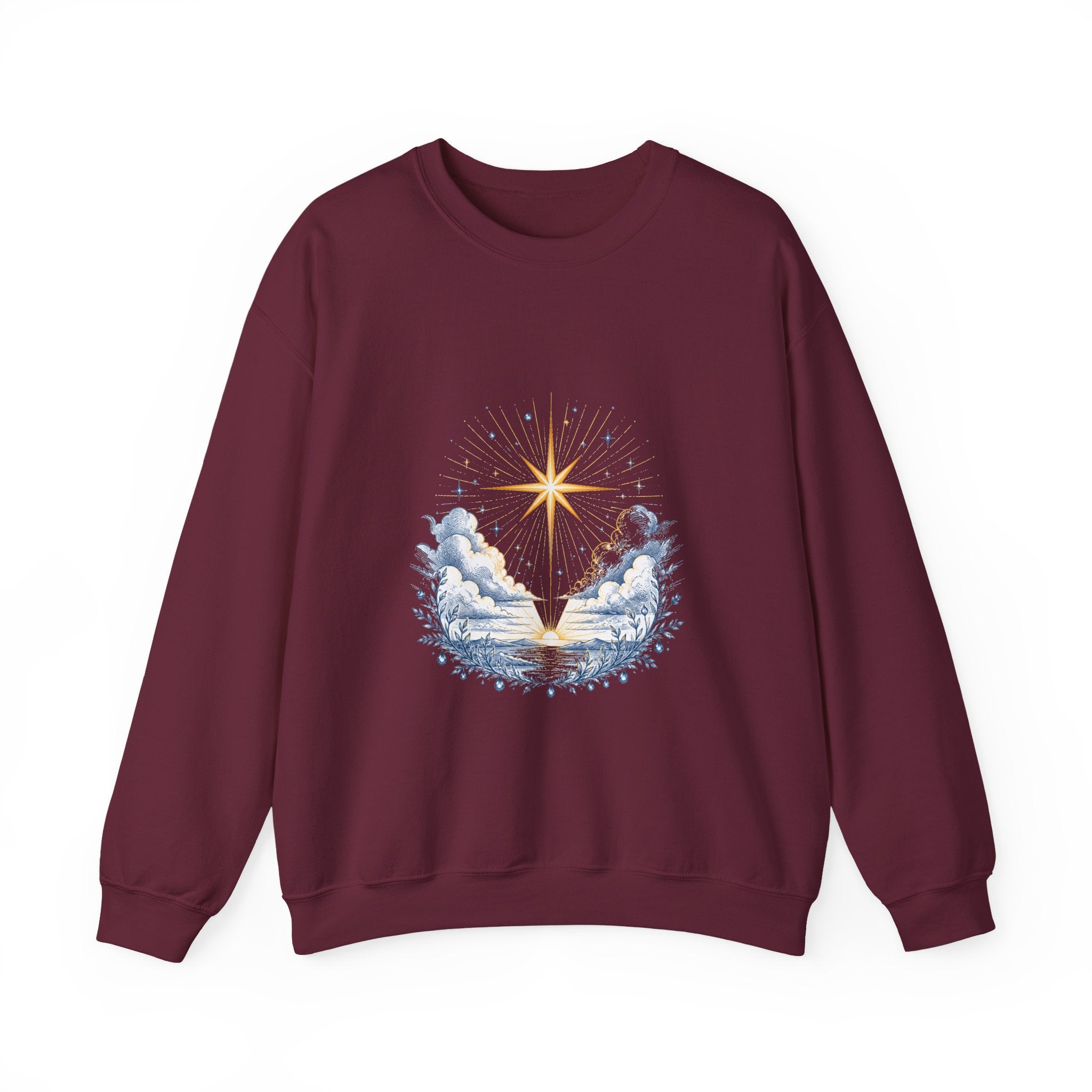 Matching Couple Sweatshirt - Evening & Morning Star Matching Couple Premium Fleece Sweatshirt Hand-Drawn Art His Hers Anniversary Gift - Design B