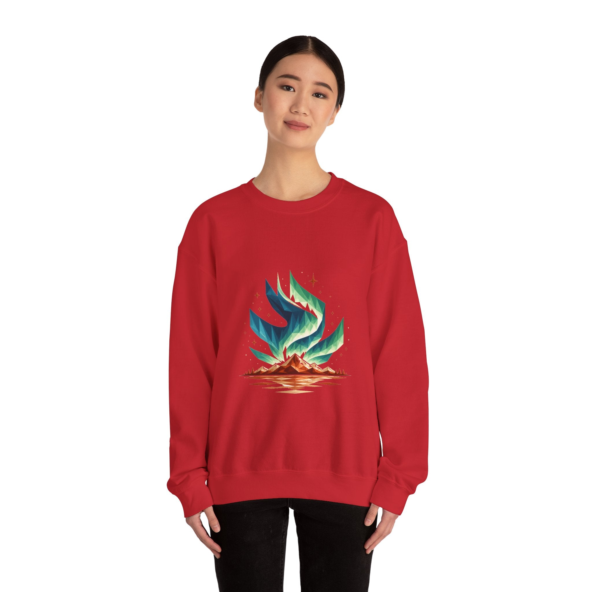 Matching Couple Sweatshirt - Aurora & Southern Cross Matching Couple Premium Fleece Sweatshirt Geometric Art His Hers Love Gift - Design A