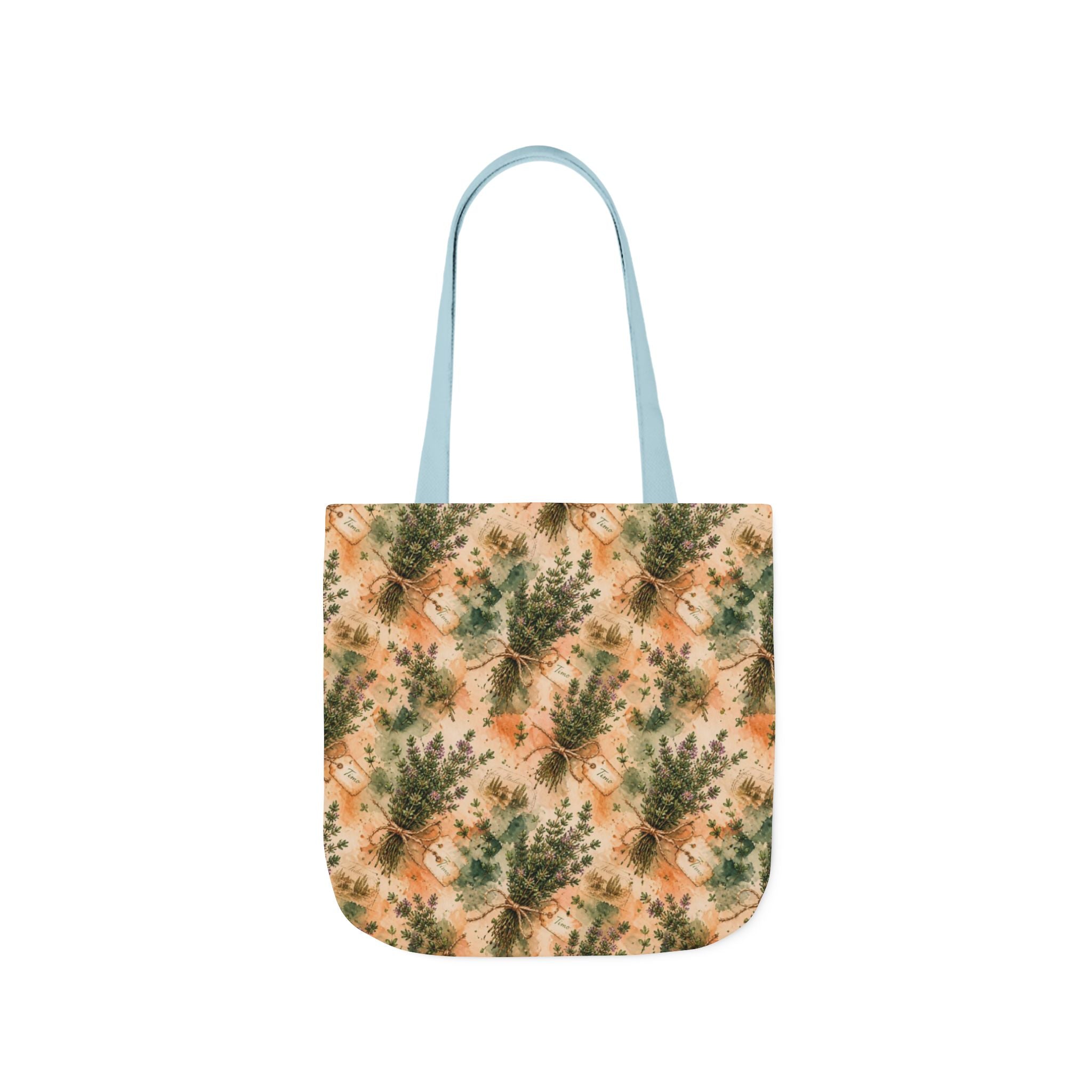 Thyme Bundles Canvas Tote Bag Mediterranean Kitchen Watercolor Splash Design Italian Cottagecore Gift