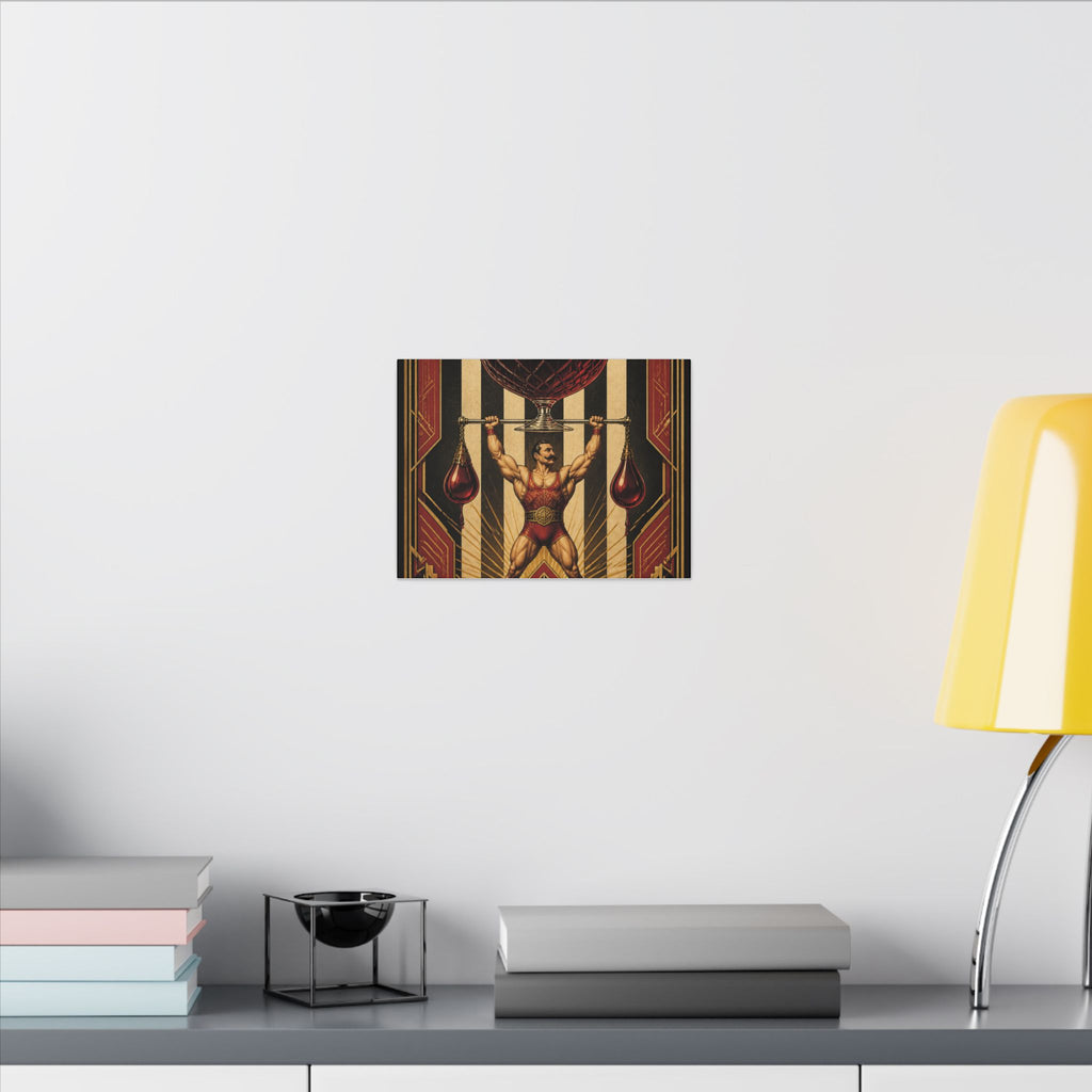 Wine Glass Strongman Wall Art Canvas 16×20 Art Deco Entryway Decor Maximalist Print