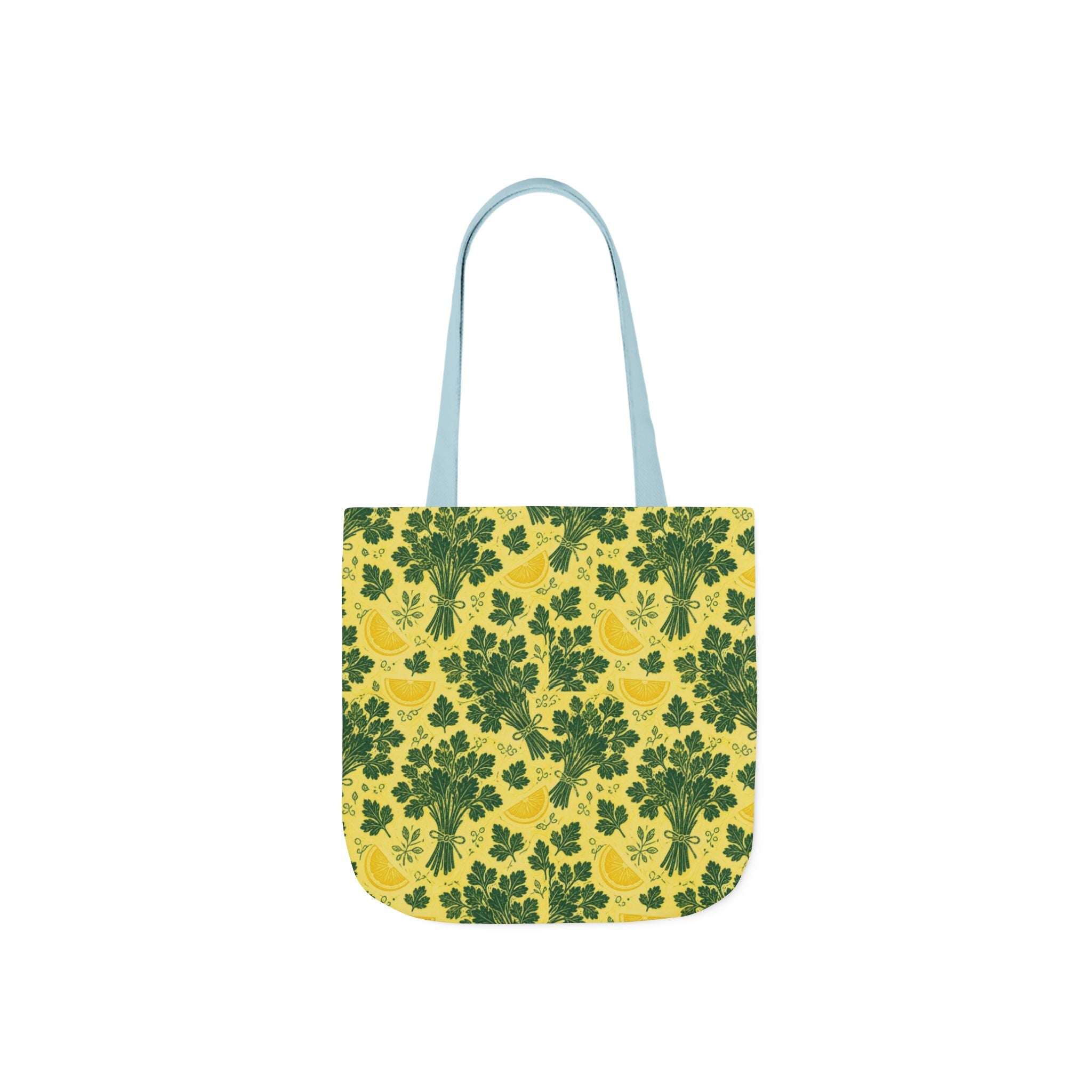 Fresh Parsley Canvas Tote Bag Mediterranean Kitchen Linocut Design Italian Cottagecore Gift