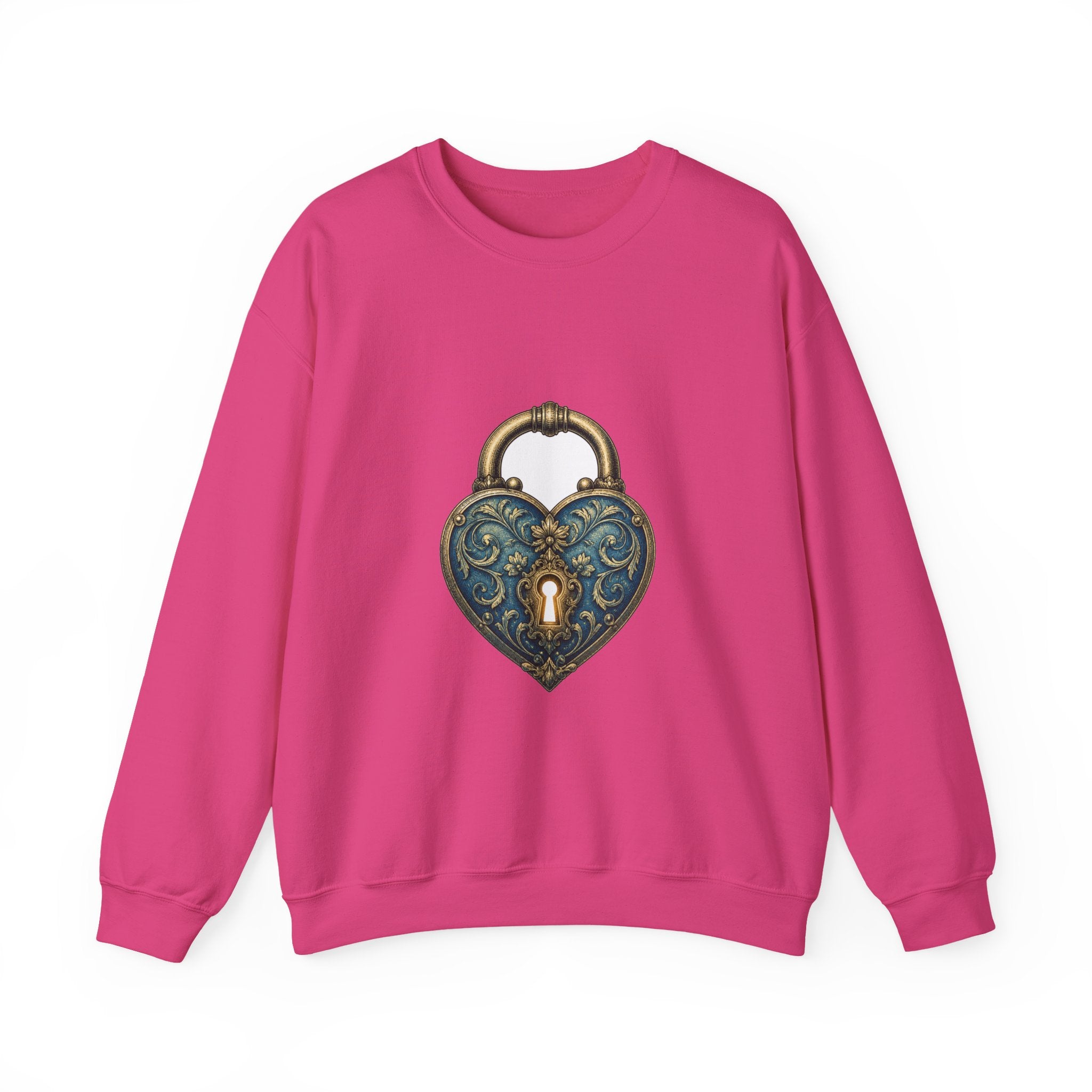 Matching Couple Sweatshirt - Key & Lock Matching Couple Crewneck Sweatshirt Vintage Art His Hers Wedding Gift - Design B