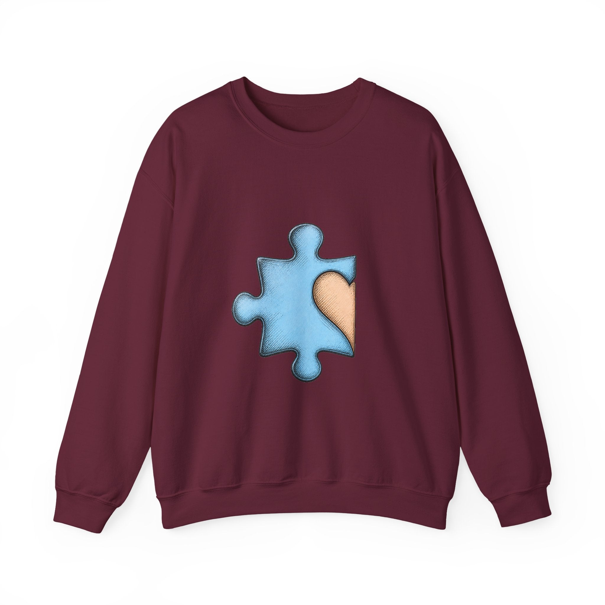 Matching Couple Sweatshirt - Puzzle Pieces Matching Couple Crewneck Sweatshirt Hand-Drawn Art His Hers Best Friend Gift - Design A