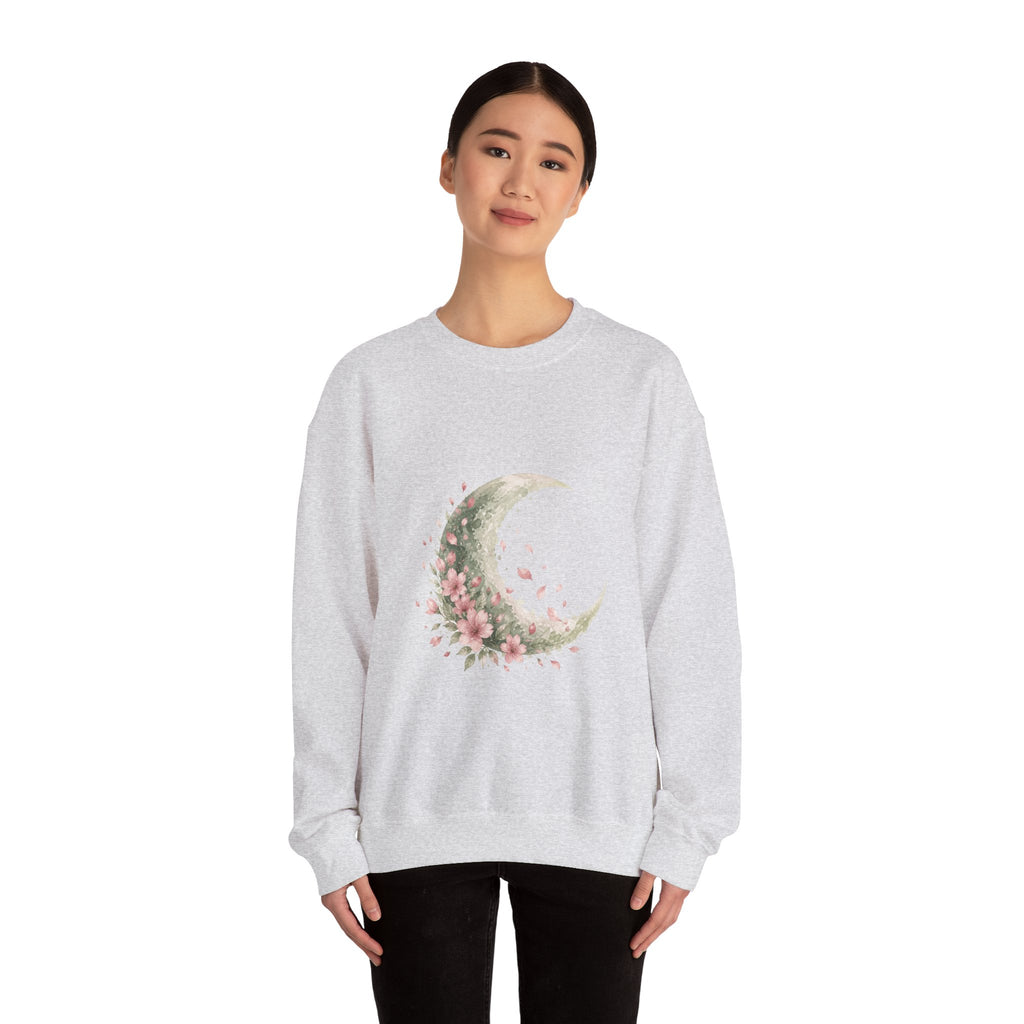 Matching Couple Sweatshirt - Waxing & Waning Moon Matching Couple Crewneck Sweatshirt Watercolor Art His Hers Engagement Gift - Design B