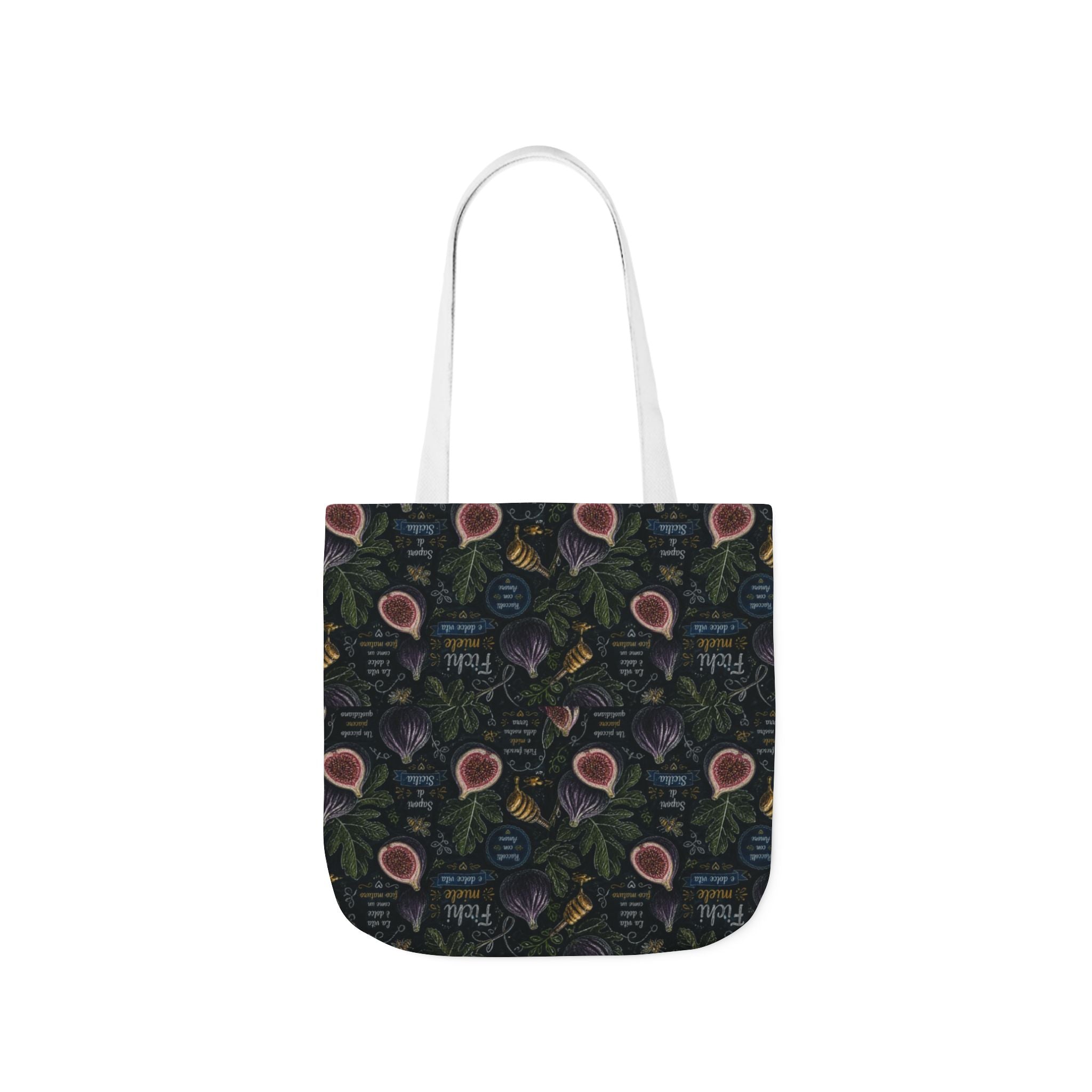 Ripe Figs Canvas Tote Bag Mediterranean Kitchen Chalk Art Design Italian Cottagecore Gift
