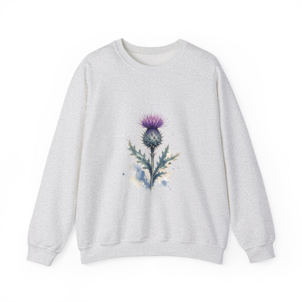 Matching Couple Sweatshirt - Lavender & Thistle Matching Couple Premium Fleece Sweatshirt Watercolor Art His Hers Birthday Gift - Design B