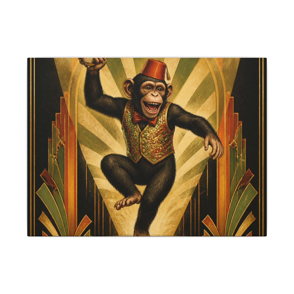 Dancing Monkey Wall Art Canvas 16×20 Art Deco Entryway Decor Maximalist Print