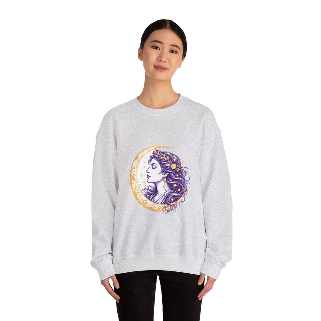 Matching Couple Sweatshirt - Helios & Selene Matching Couple Crewneck Sweatshirt Hand-Drawn Art His Hers Best Friend Gift - Design B