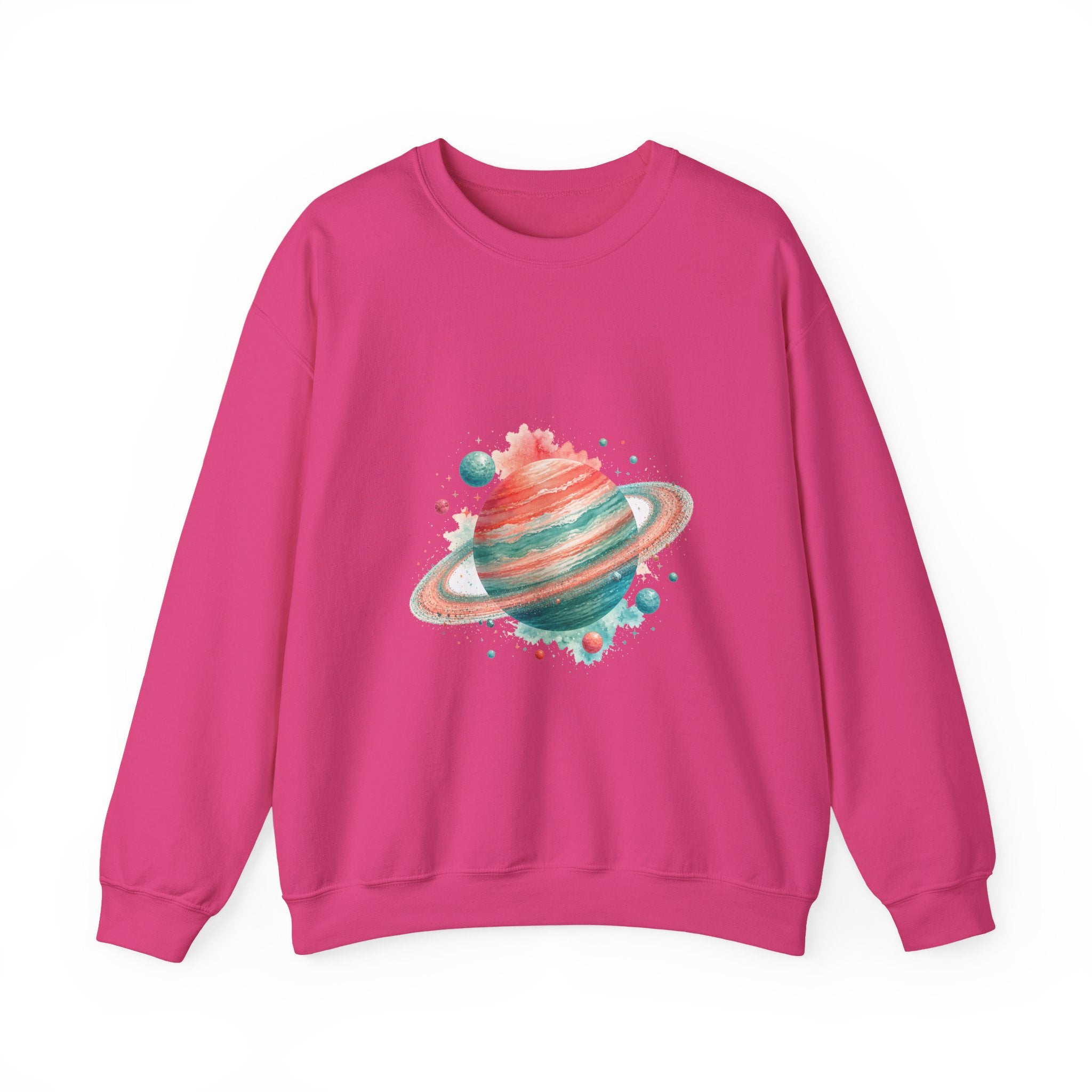 Matching Couple Sweatshirt - Astronaut & Planet Matching Couple Premium Fleece Sweatshirt Watercolor Art His Hers Birthday Gift - Design B