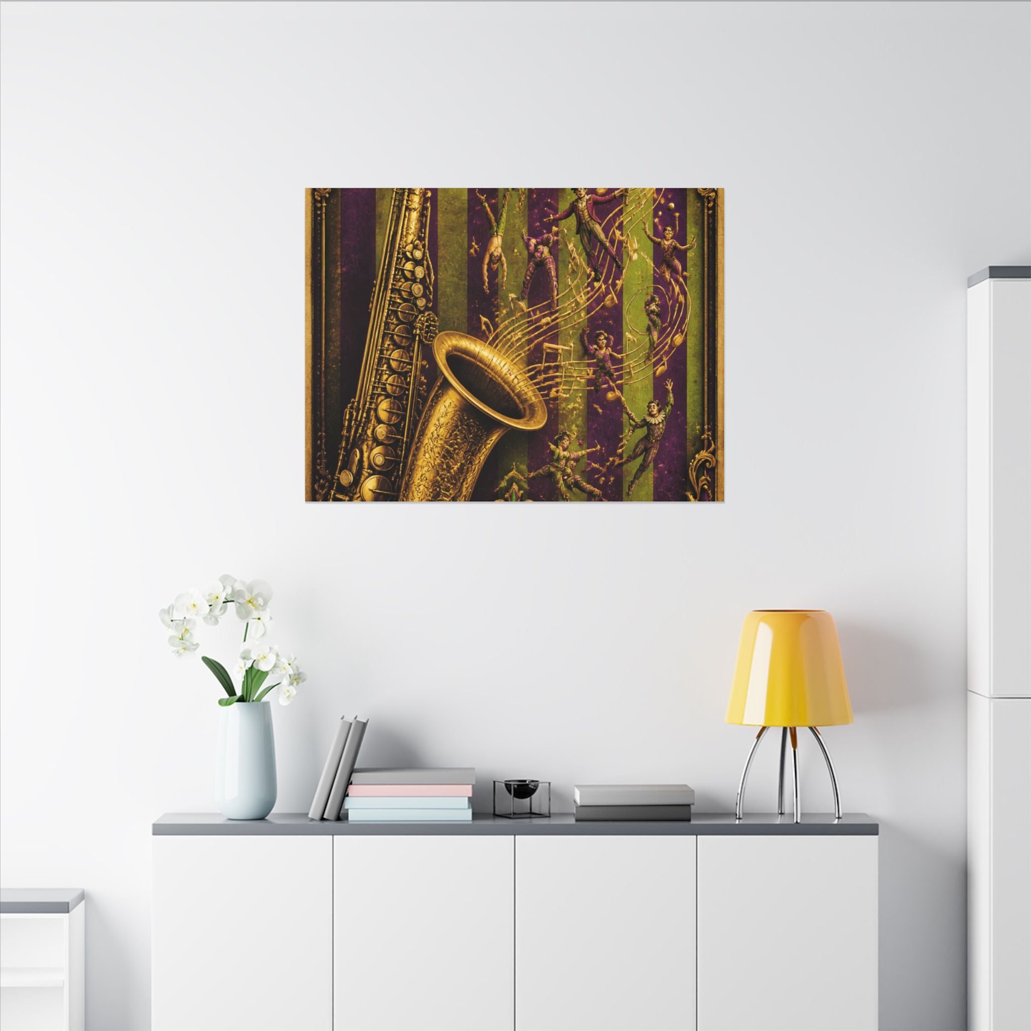 Saxophone Music Circus Wall Art Canvas 24×36 Baroque Studio Decor Maximalist Print