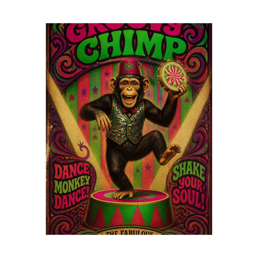 Dancing Monkey Wall Art Poster 24×36 Psychedelic Dining Room Decor Maximalist Print