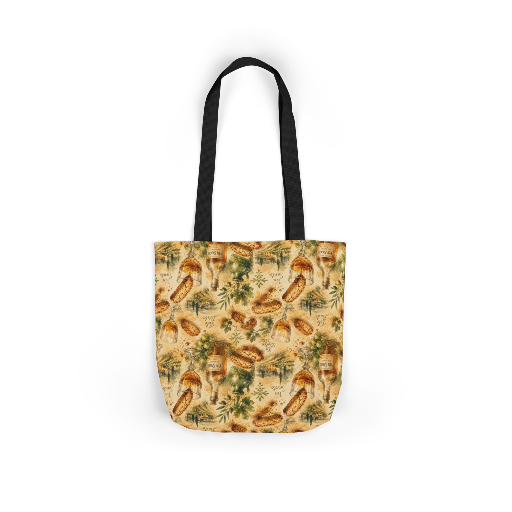 Biscotti & Vin Santo Canvas Tote Bag Mediterranean Kitchen Watercolor Splash Design Italian Cottagecore Gift