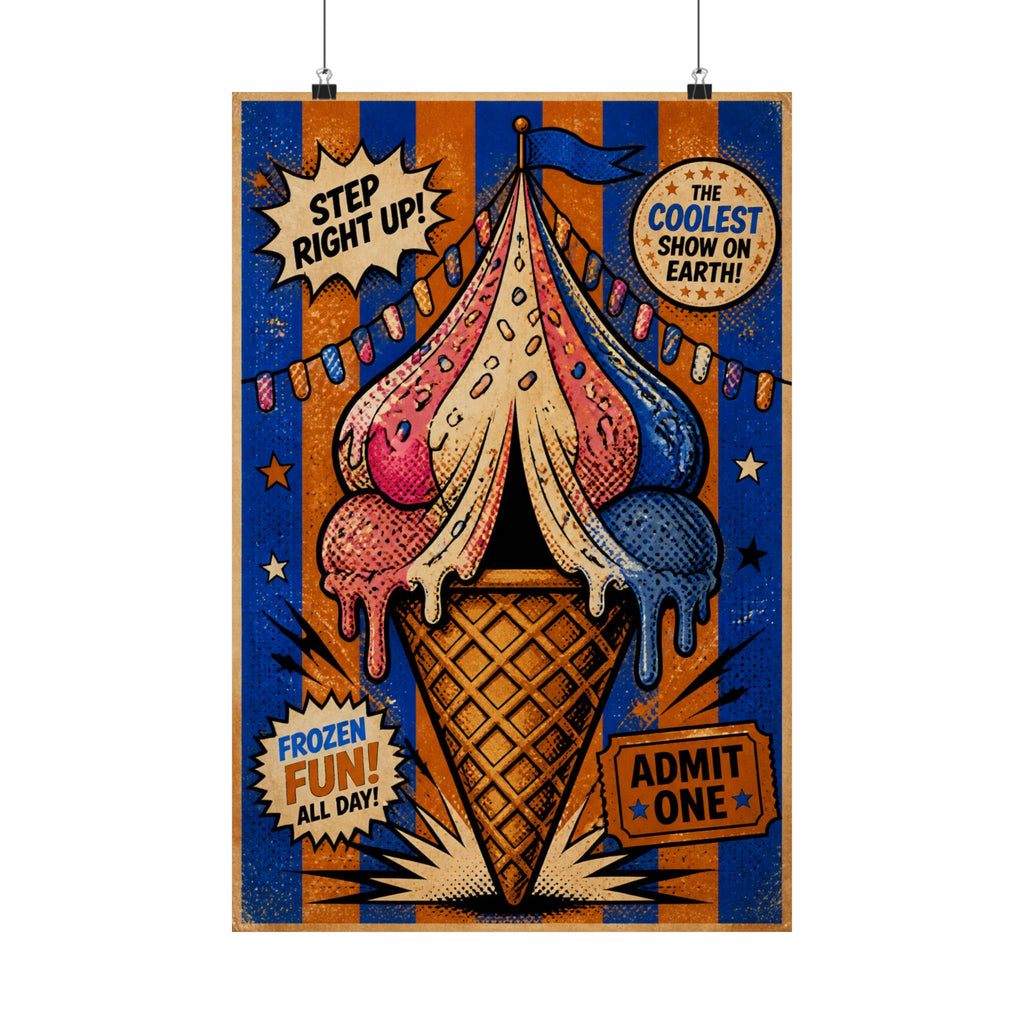 Ice Cream Cone Circus Tent Wall Art Poster 18×24 Pop Art Living Room Decor Maximalist Print