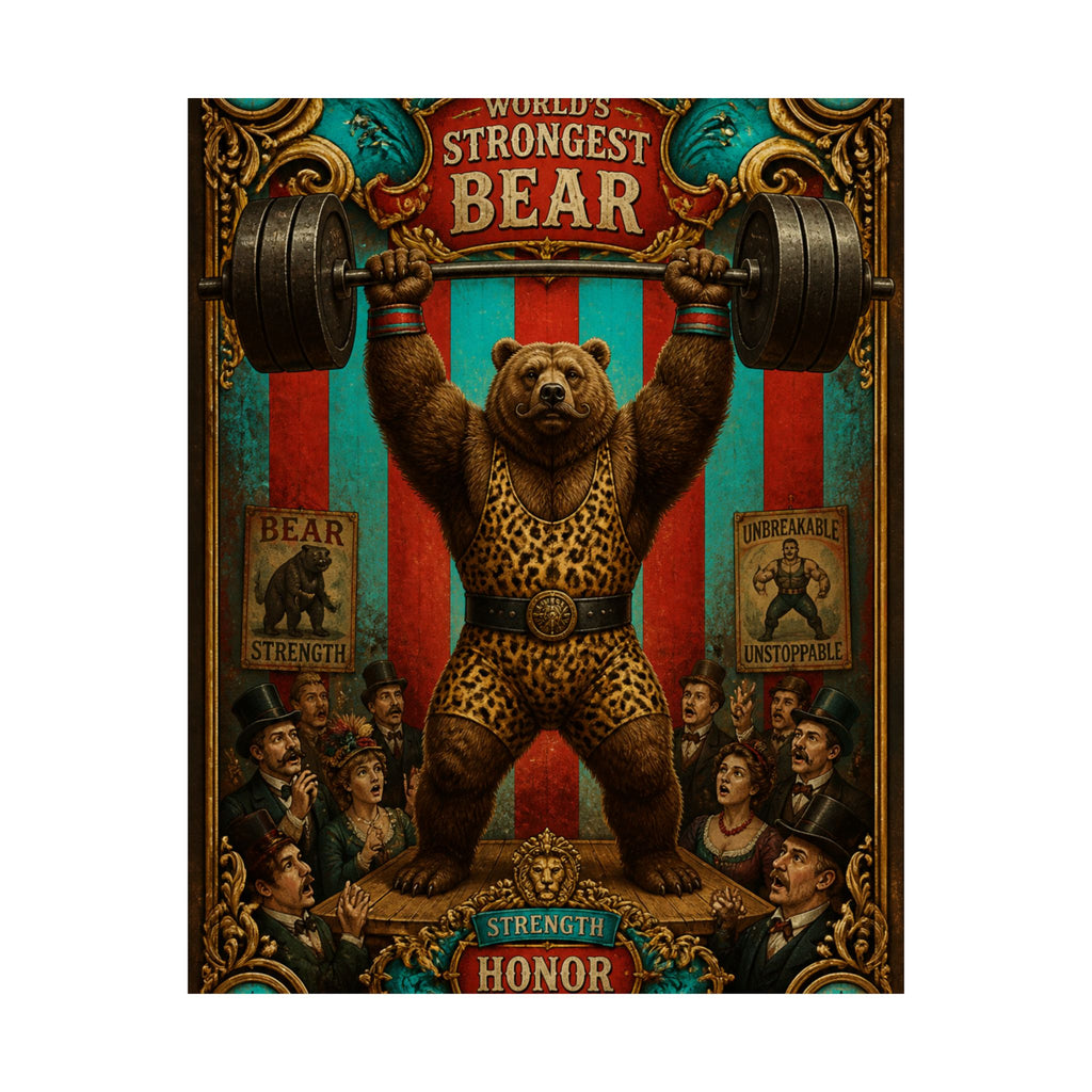 Strongman Bear Wall Art Poster 24×36 Baroque Studio Decor Maximalist Print
