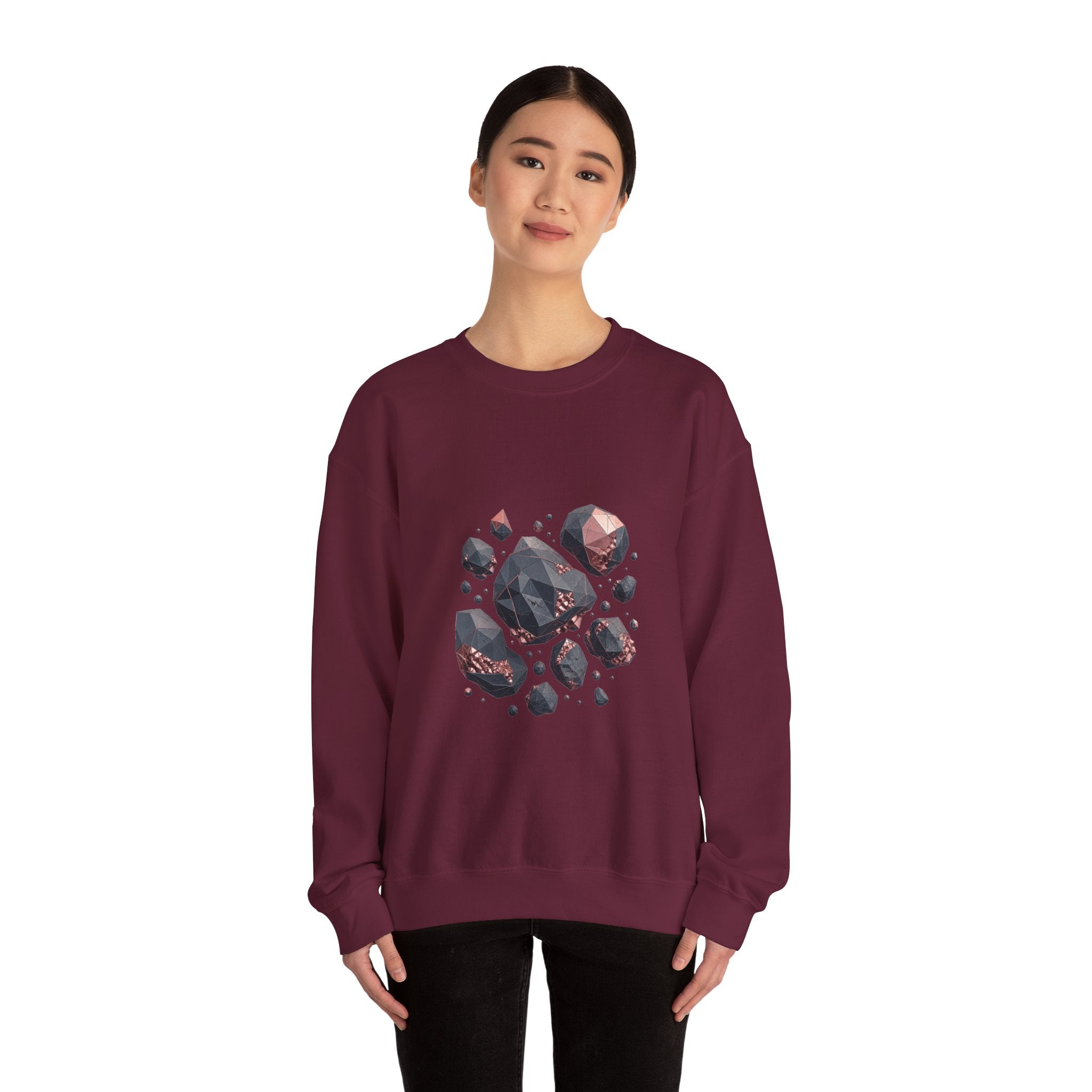 Matching Couple Sweatshirt - Comet & Asteroid Matching Couple Premium Fleece Sweatshirt Geometric Art His Hers Love Gift - Design B