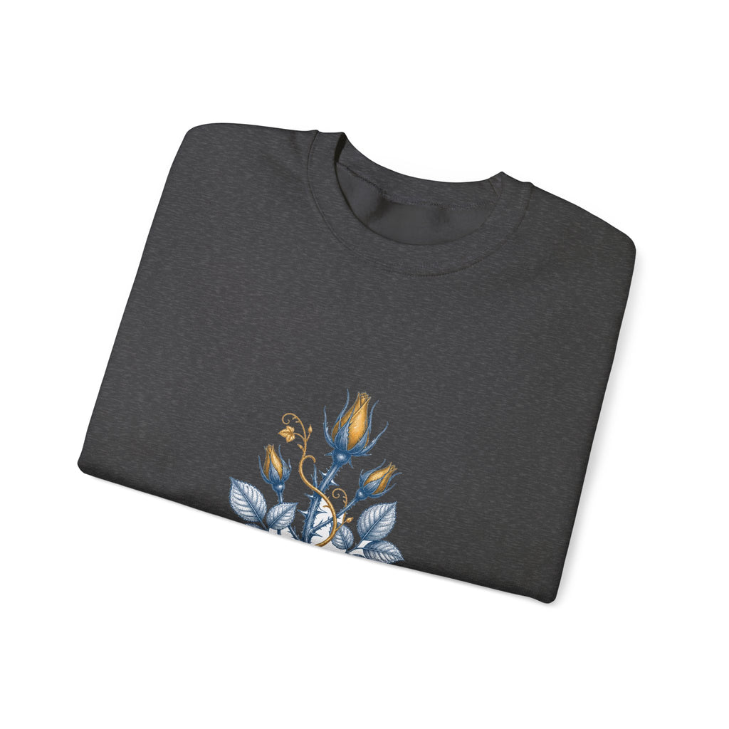 Matching Couple Sweatshirt - Rose & Thorn Matching Couple Premium Fleece Sweatshirt Vintage Art His Hers Honeymoon Gift - Design B
