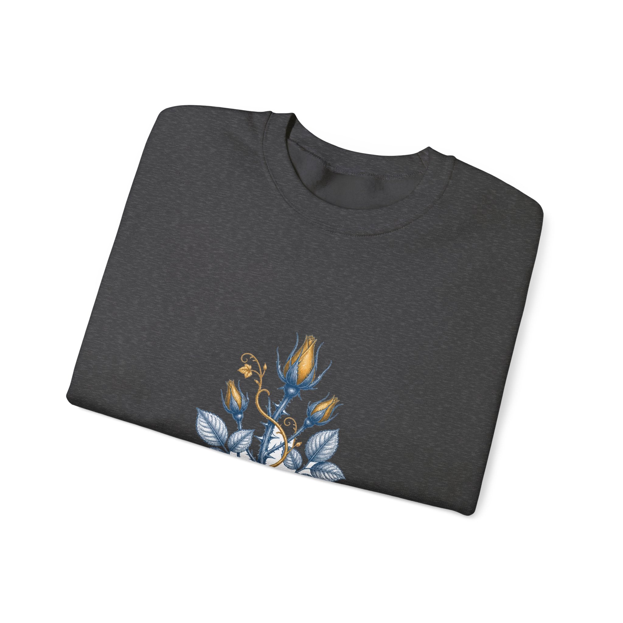 Matching Couple Sweatshirt - Rose & Thorn Matching Couple Premium Fleece Sweatshirt Vintage Art His Hers Honeymoon Gift - Design B