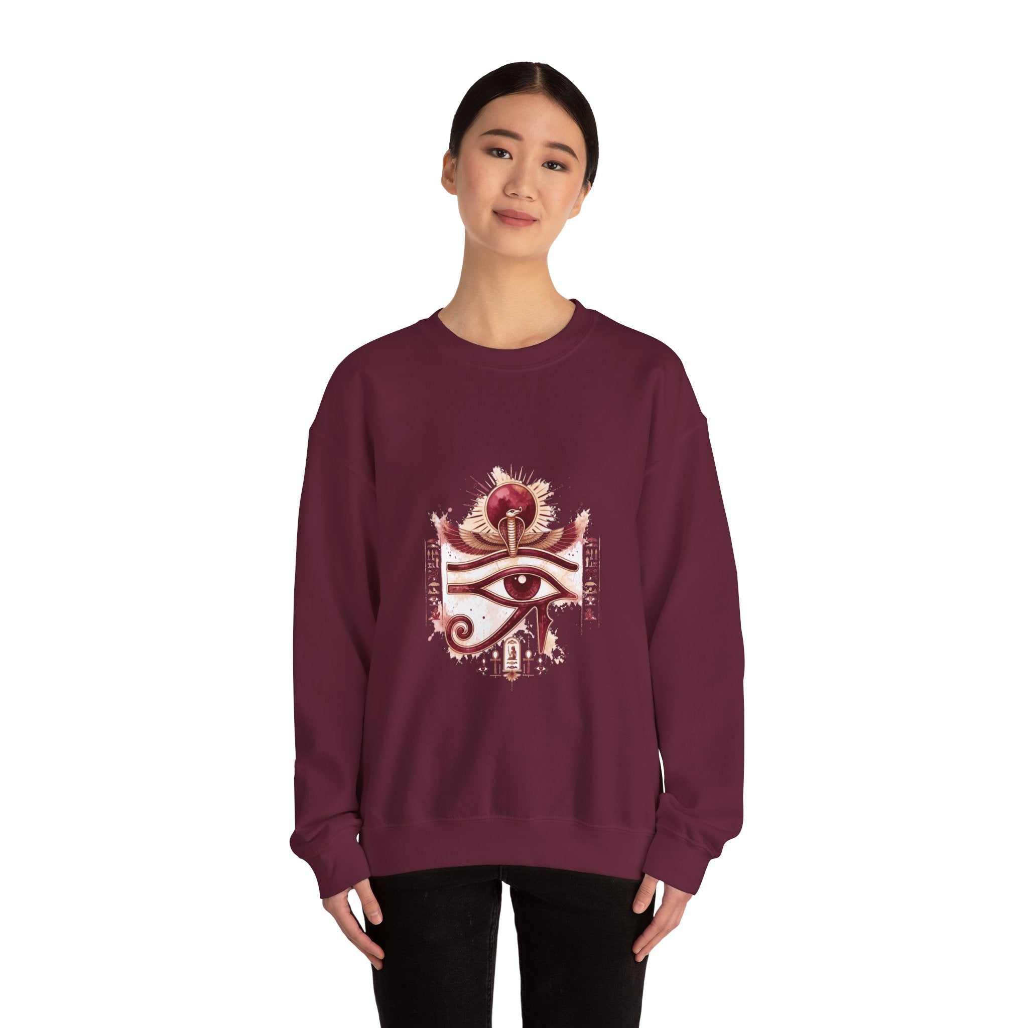 Matching Couple Sweatshirt - Eye of Ra & Horus Matching Couple Crewneck Sweatshirt Watercolor Art His Hers Engagement Gift - Design A