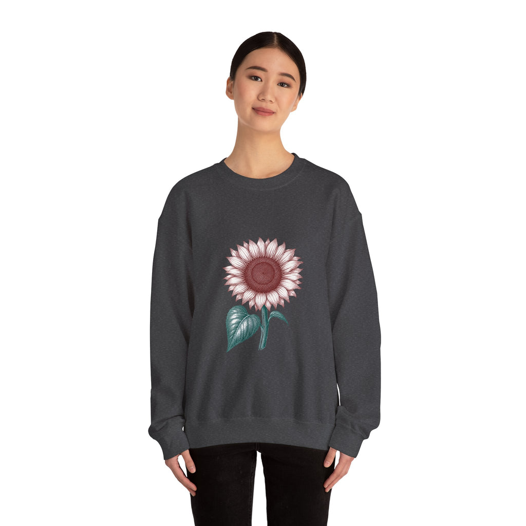 Matching Couple Sweatshirt - Sunflower & Moonflower Matching Couple Premium Fleece Sweatshirt Vintage Art His Hers Honeymoon Gift - Design A