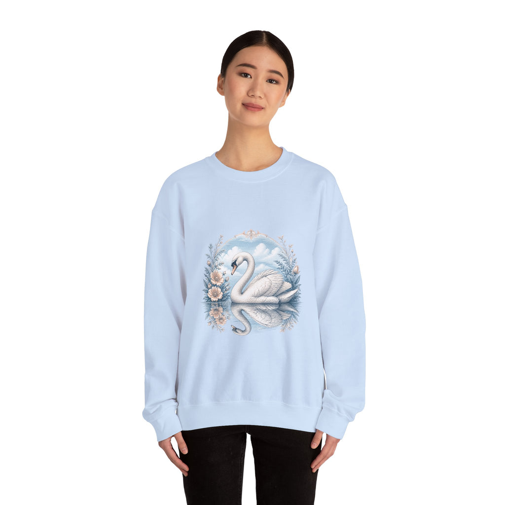 Matching Couple Sweatshirt - Raven & Swan Matching Couple Crewneck Sweatshirt Vintage Art His Hers Wedding Gift - Design B