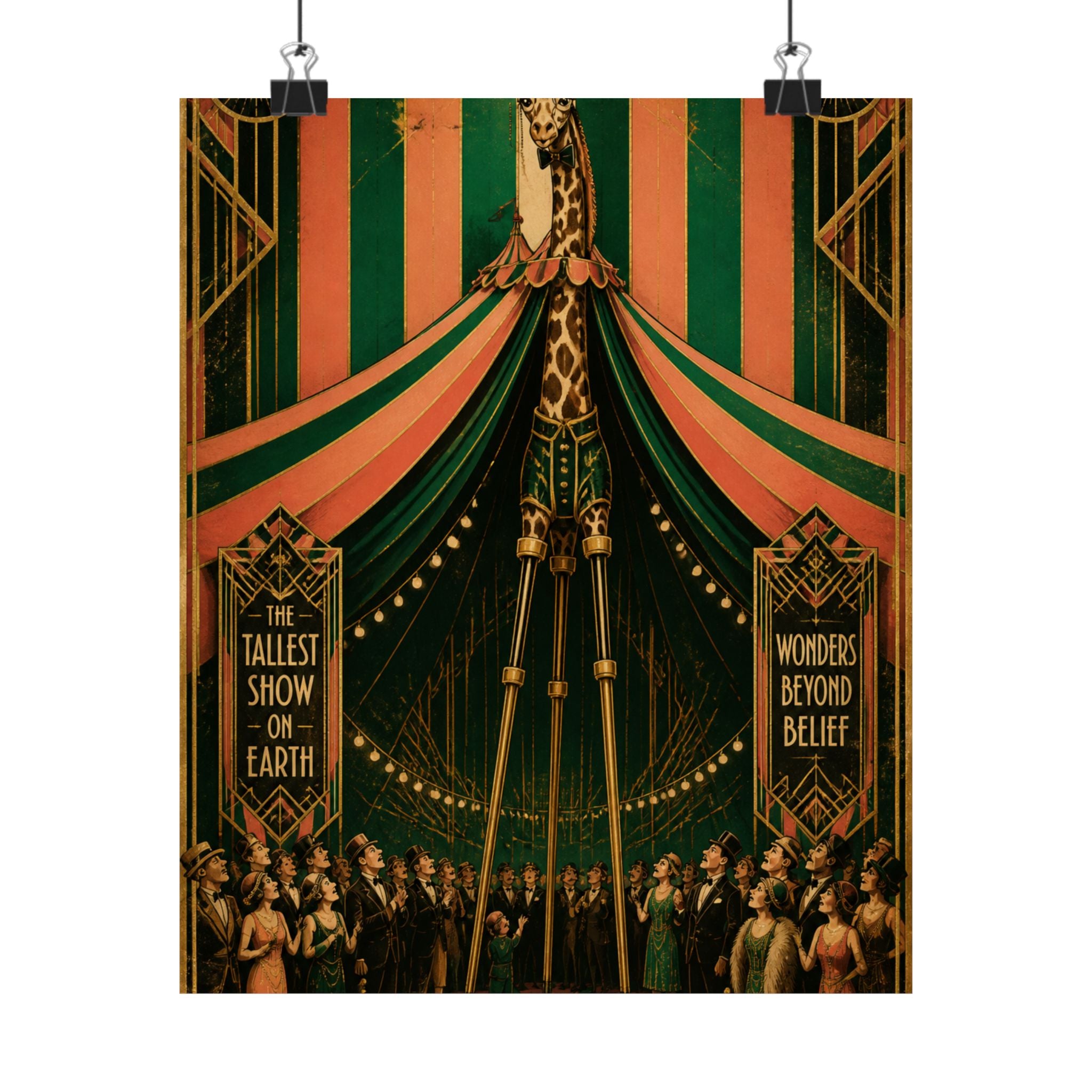 Giraffe on Stilts Wall Art Poster 24×36 Art Deco Bar Area Decor Maximalist Print
